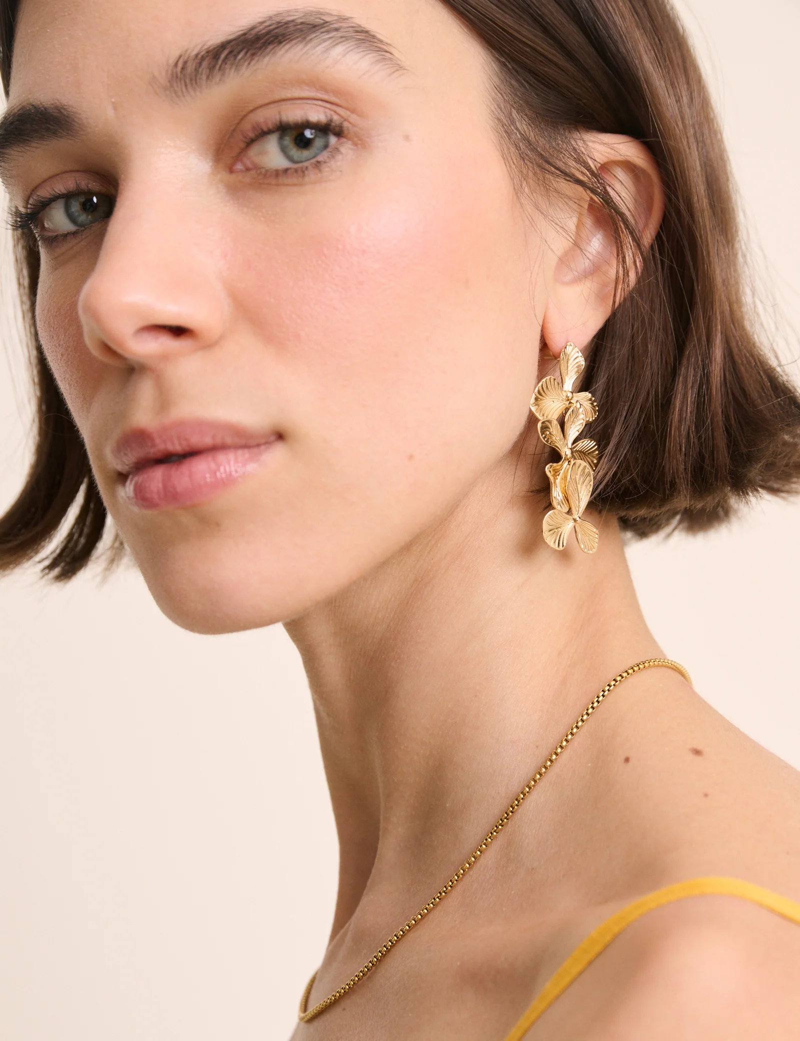 Gold Plated Floral Earrings - Image 2