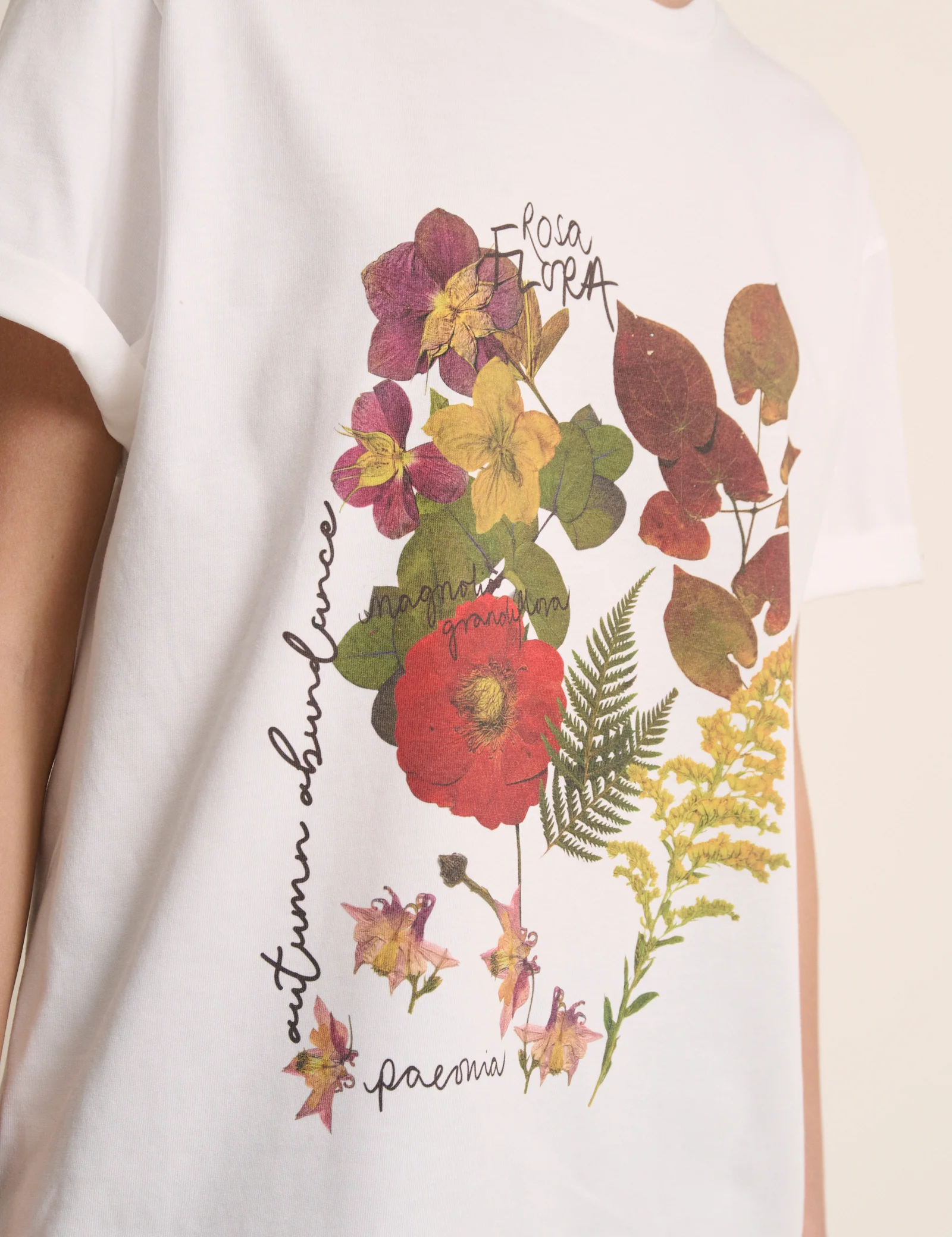 White Floral Graphic Oversized T-Shirt - Image 2