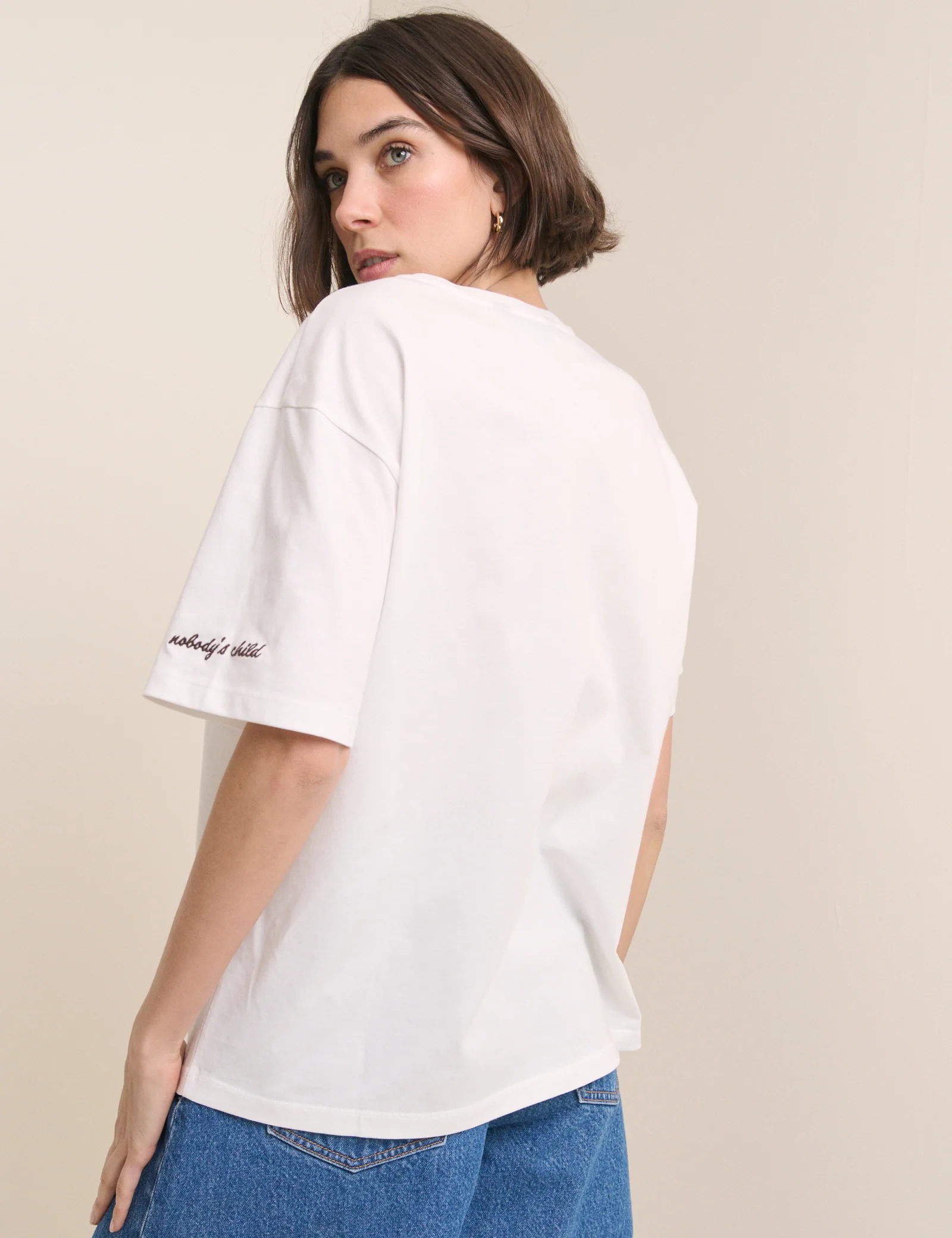 White Floral Graphic Oversized T-Shirt - Image 4