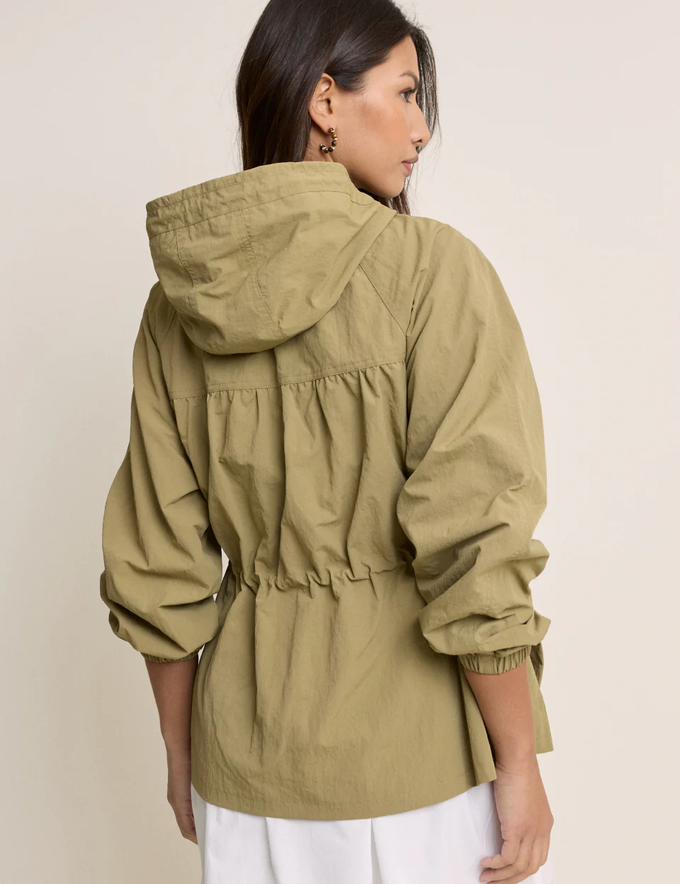 Khaki Elasticated Waist Hooded Parka - Image 4