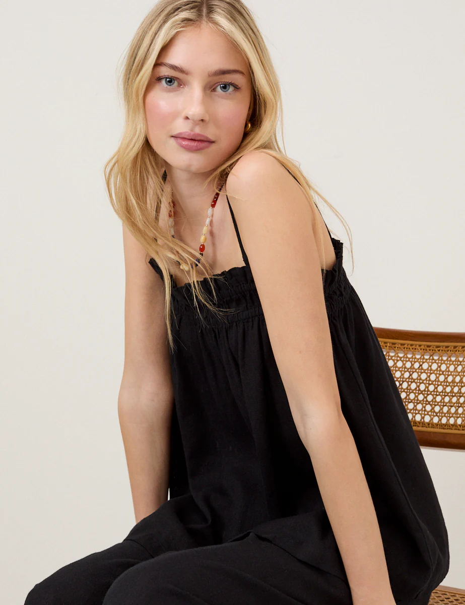 Black Linen-Blend Straight Leg Trousers - Image 4