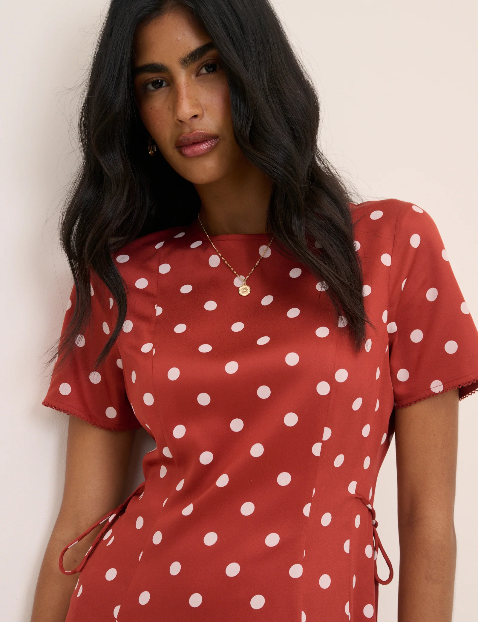 Red Polka Dot Gaia Midi Dress - Image 3
