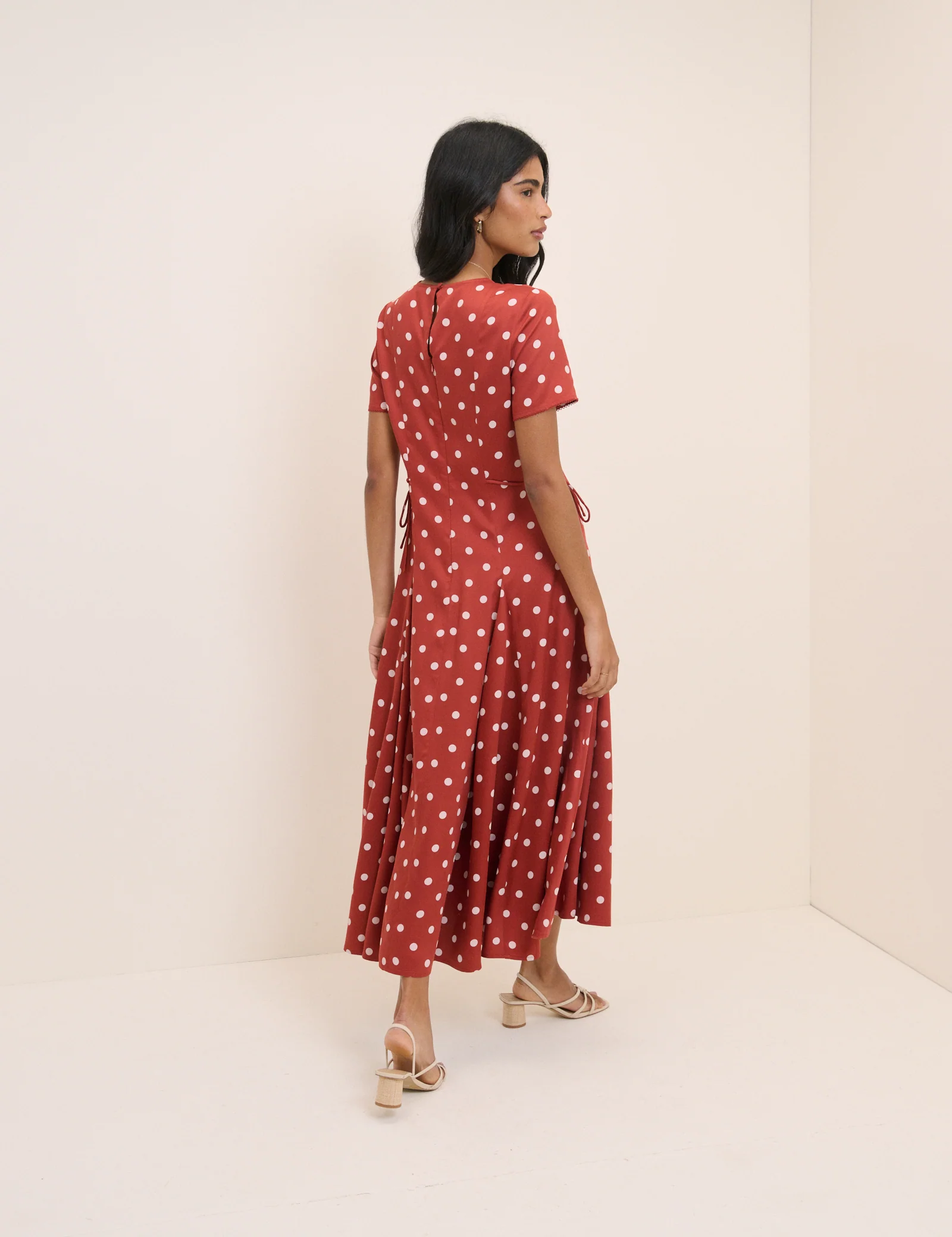 Red Polka Dot Gaia Midi Dress - Image 4