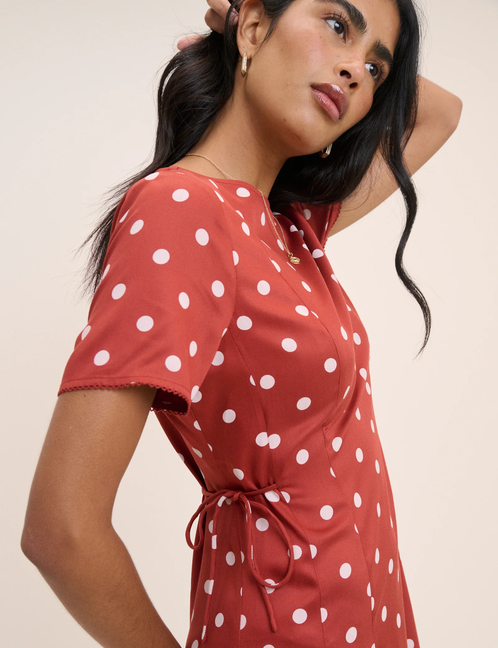Red Polka Dot Gaia Midi Dress - Image 5