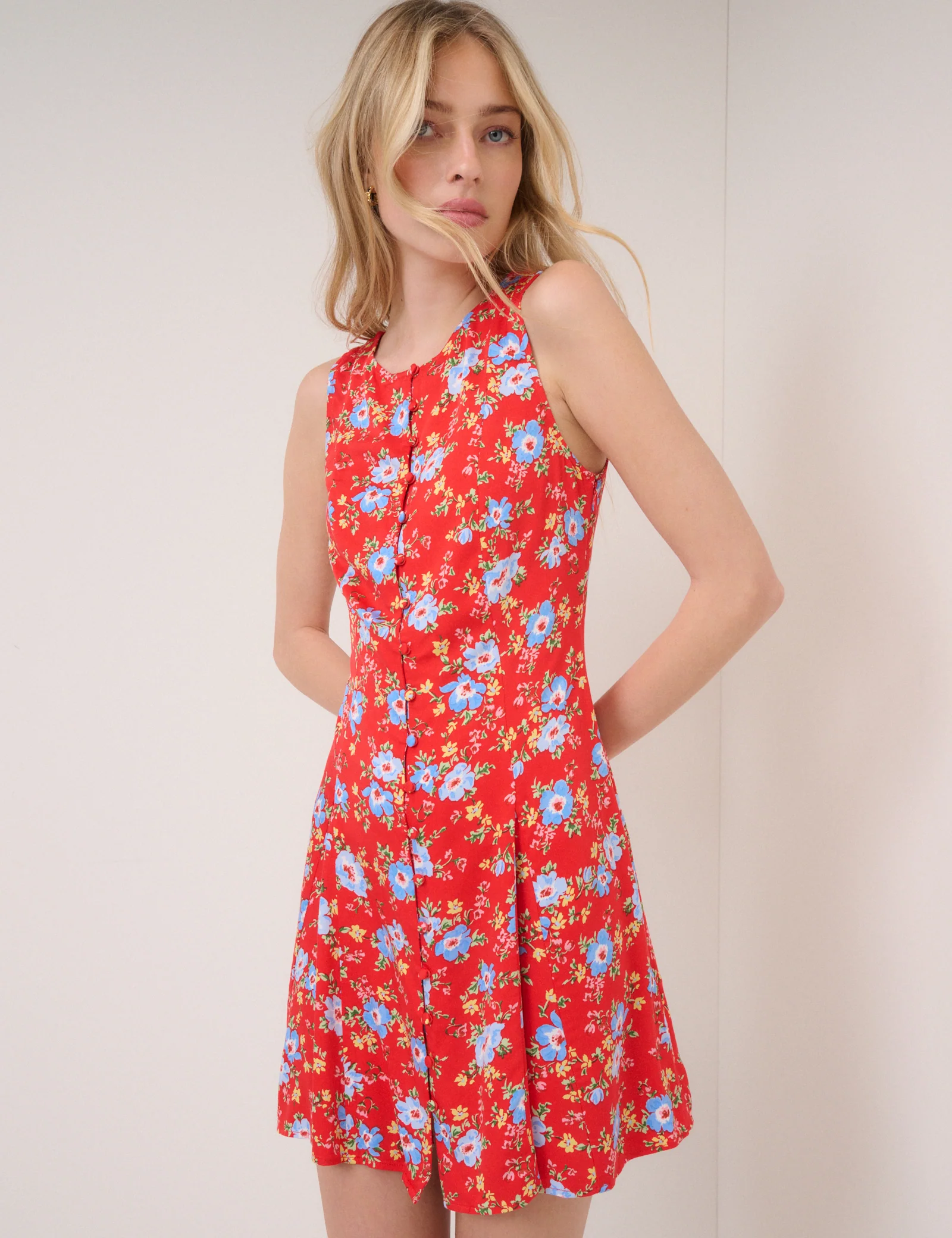 Red Floral Georgie Mini Dress