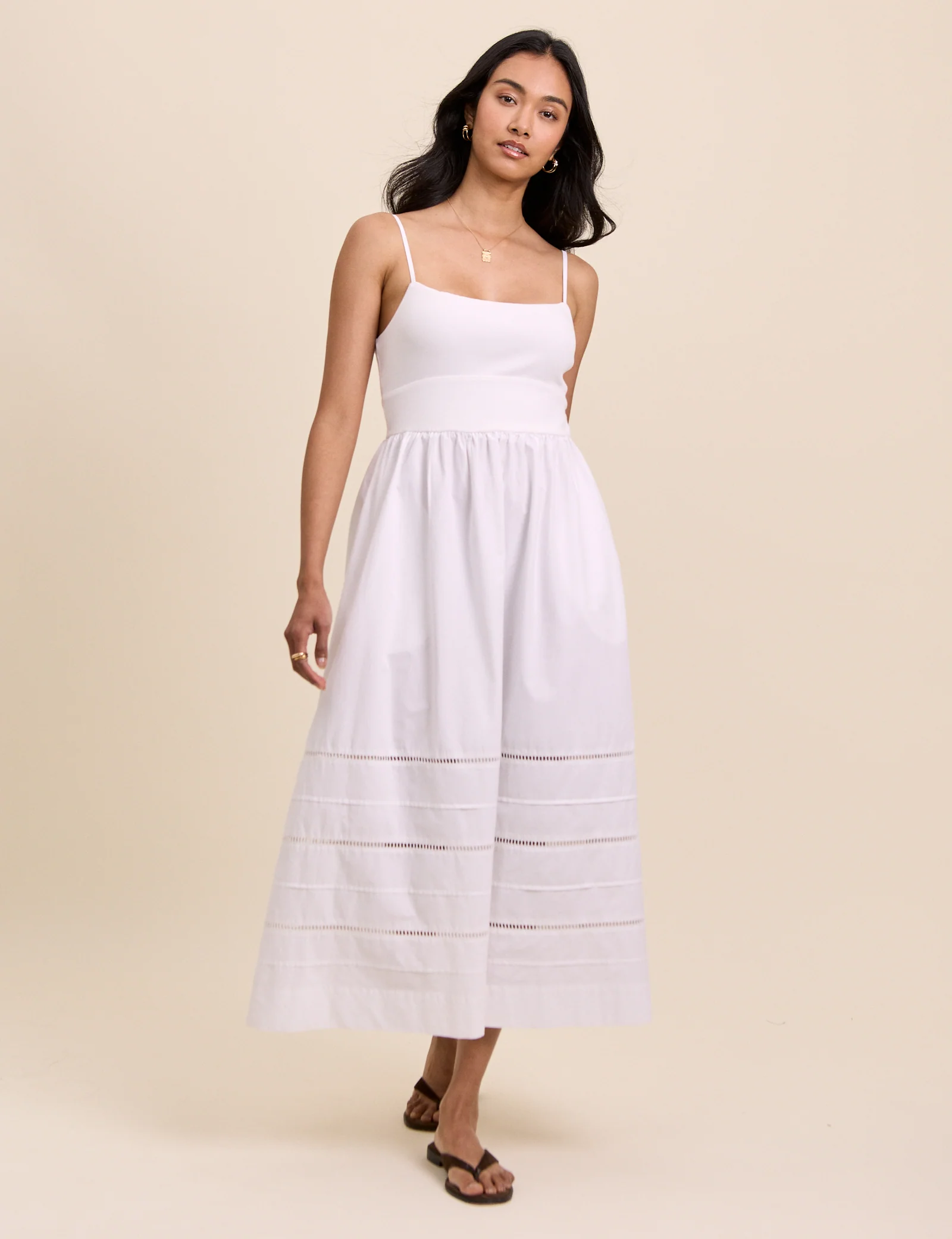 White Strappy Tiered Goldie Midi Dress - Image 2