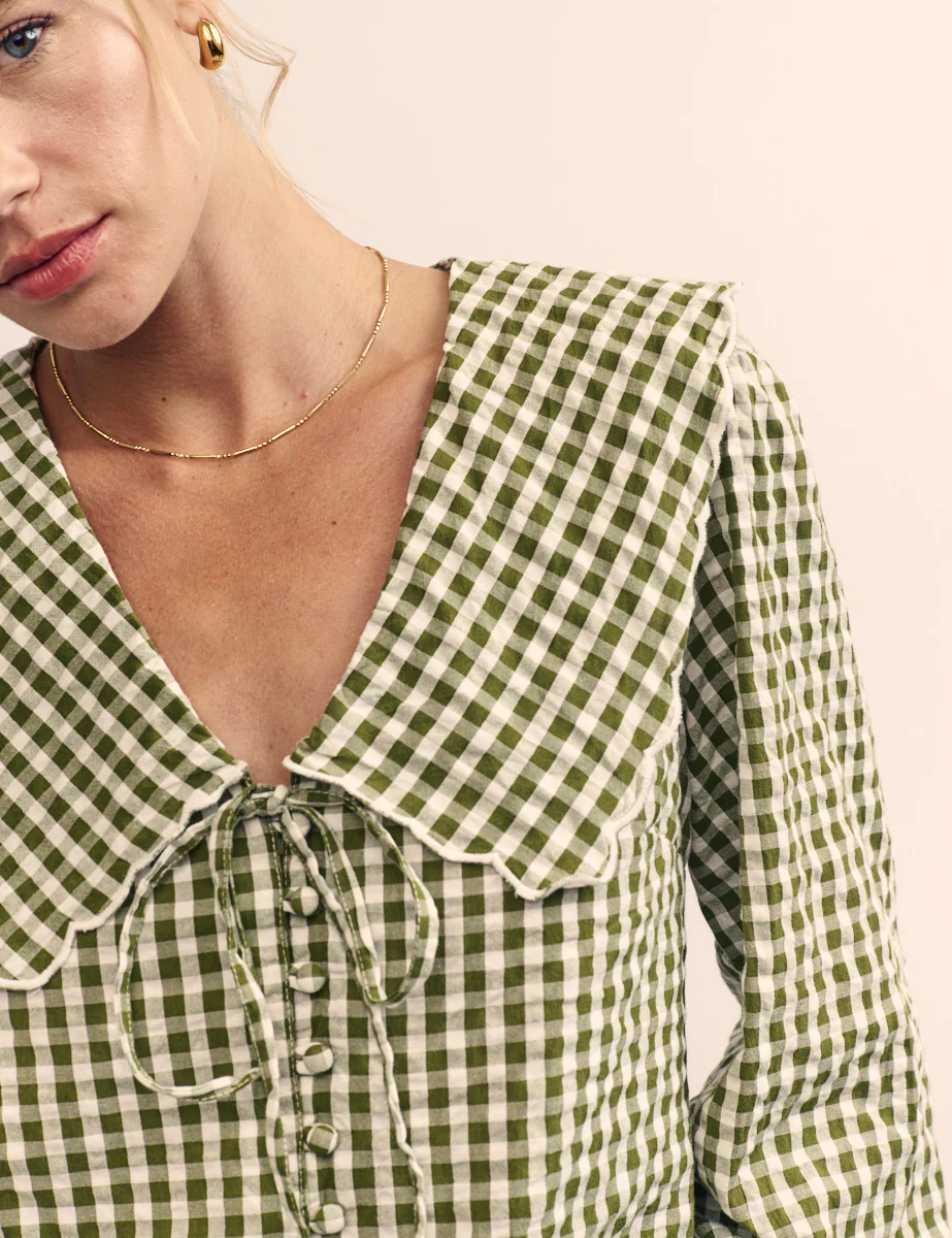 Green Long Sleeve Birdie Blouse - Image 3