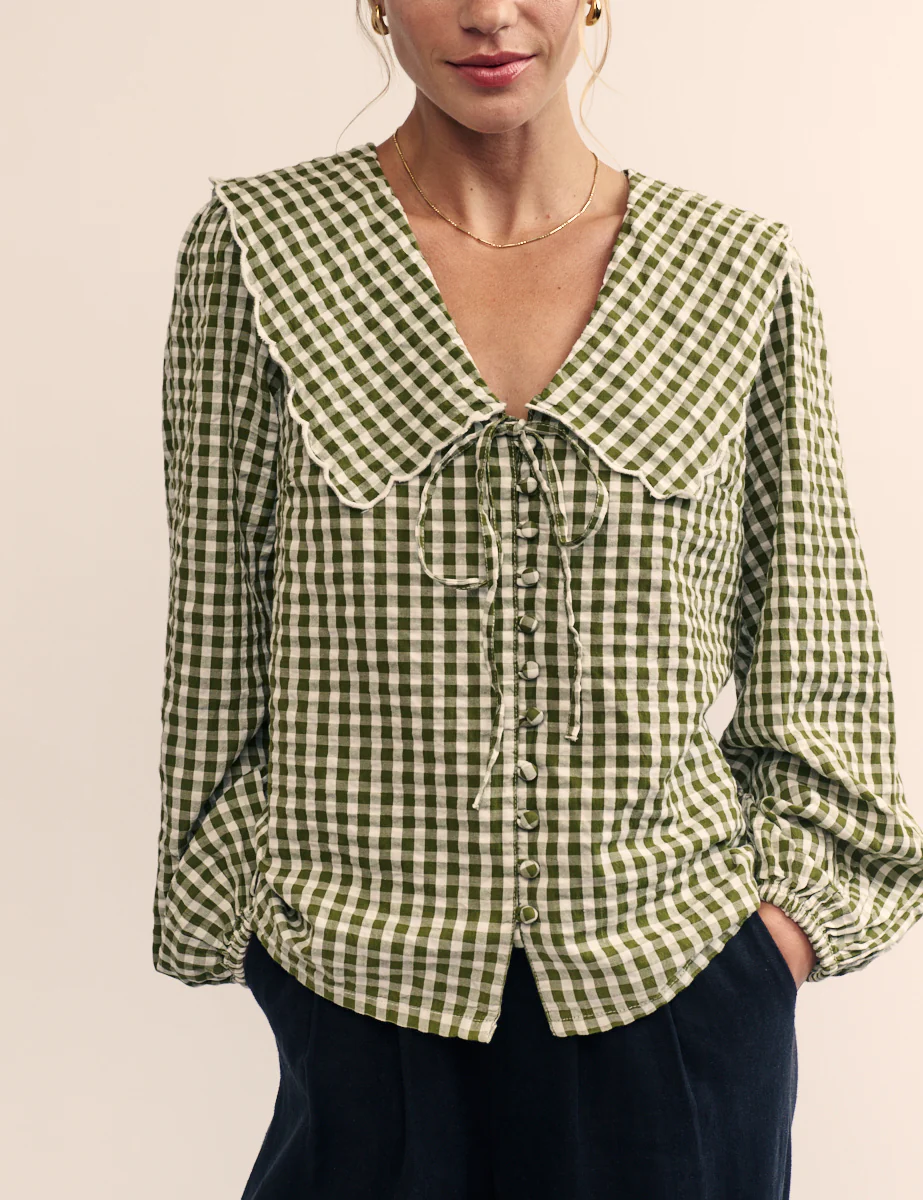 Green Long Sleeve Birdie Blouse - Image 4