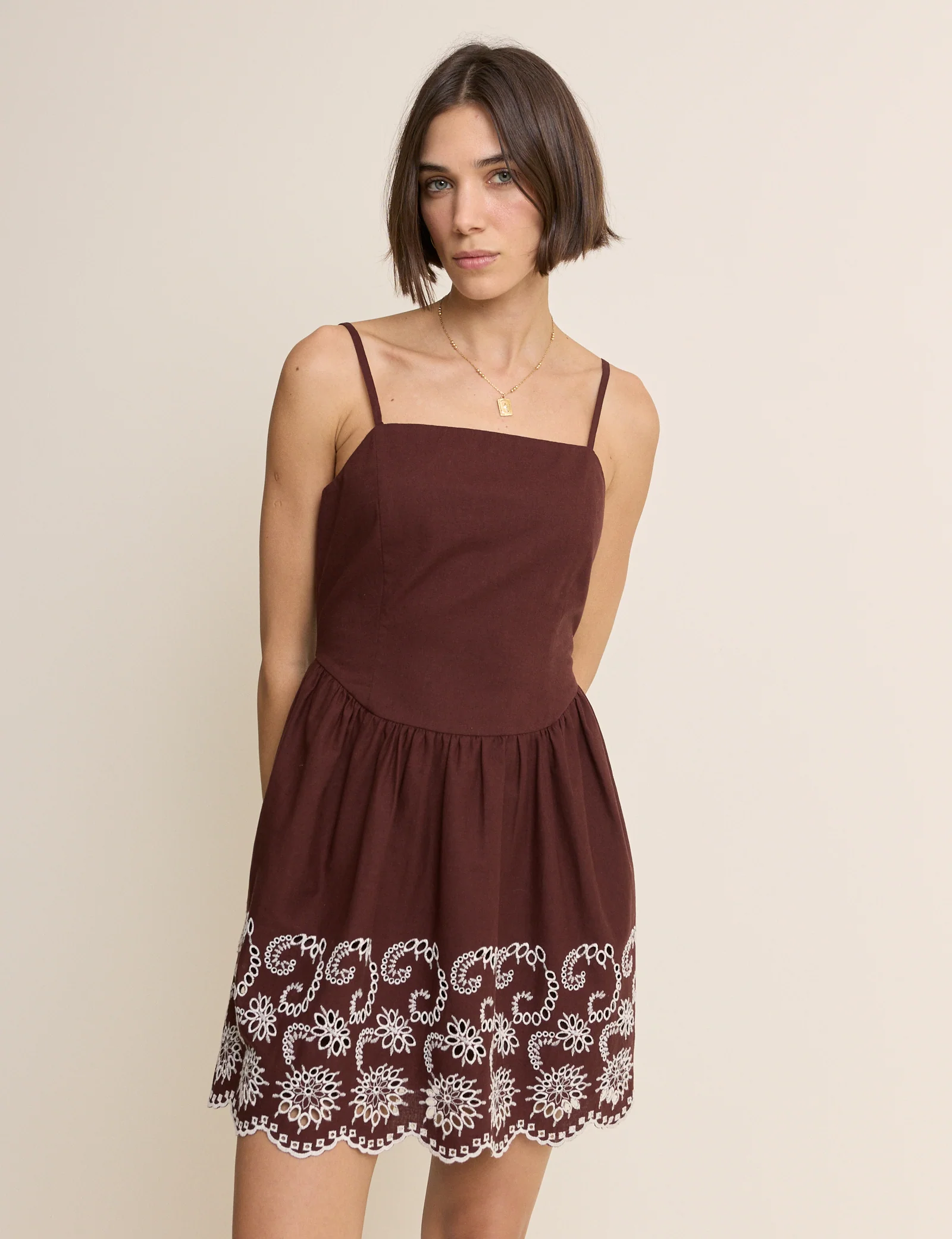 Brown Cutwork Greta Playsuit - Image 2