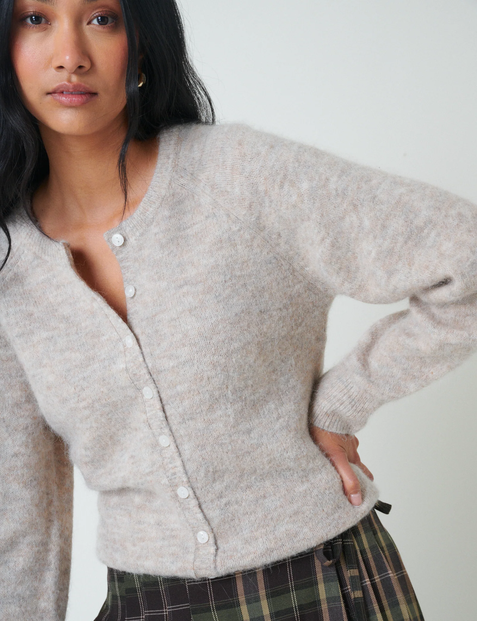 Beige Wool Blend Cardigan - Image 2
