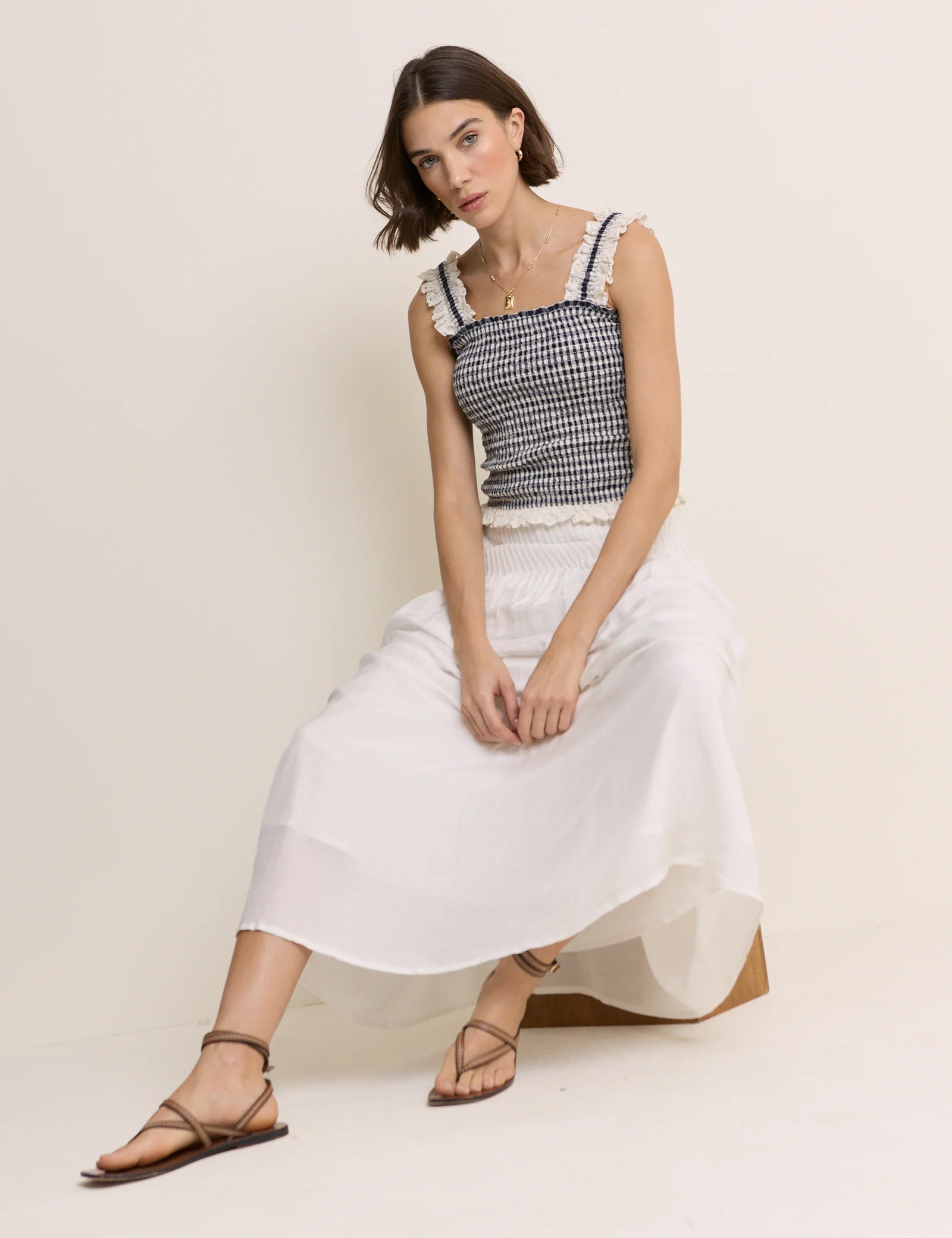 White Pintuck Maxi Skirt - Image 4