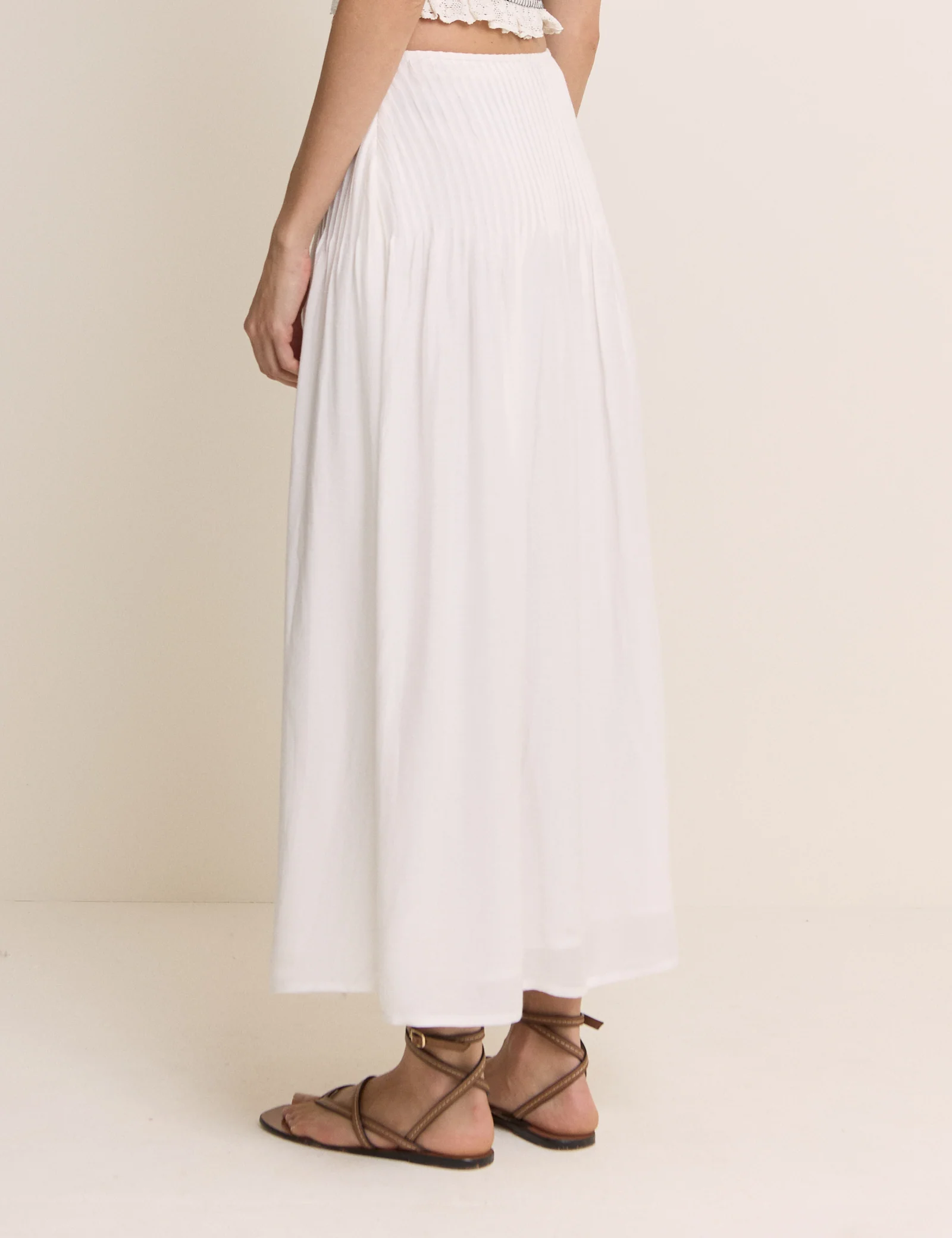 White Pintuck Maxi Skirt - Image 5