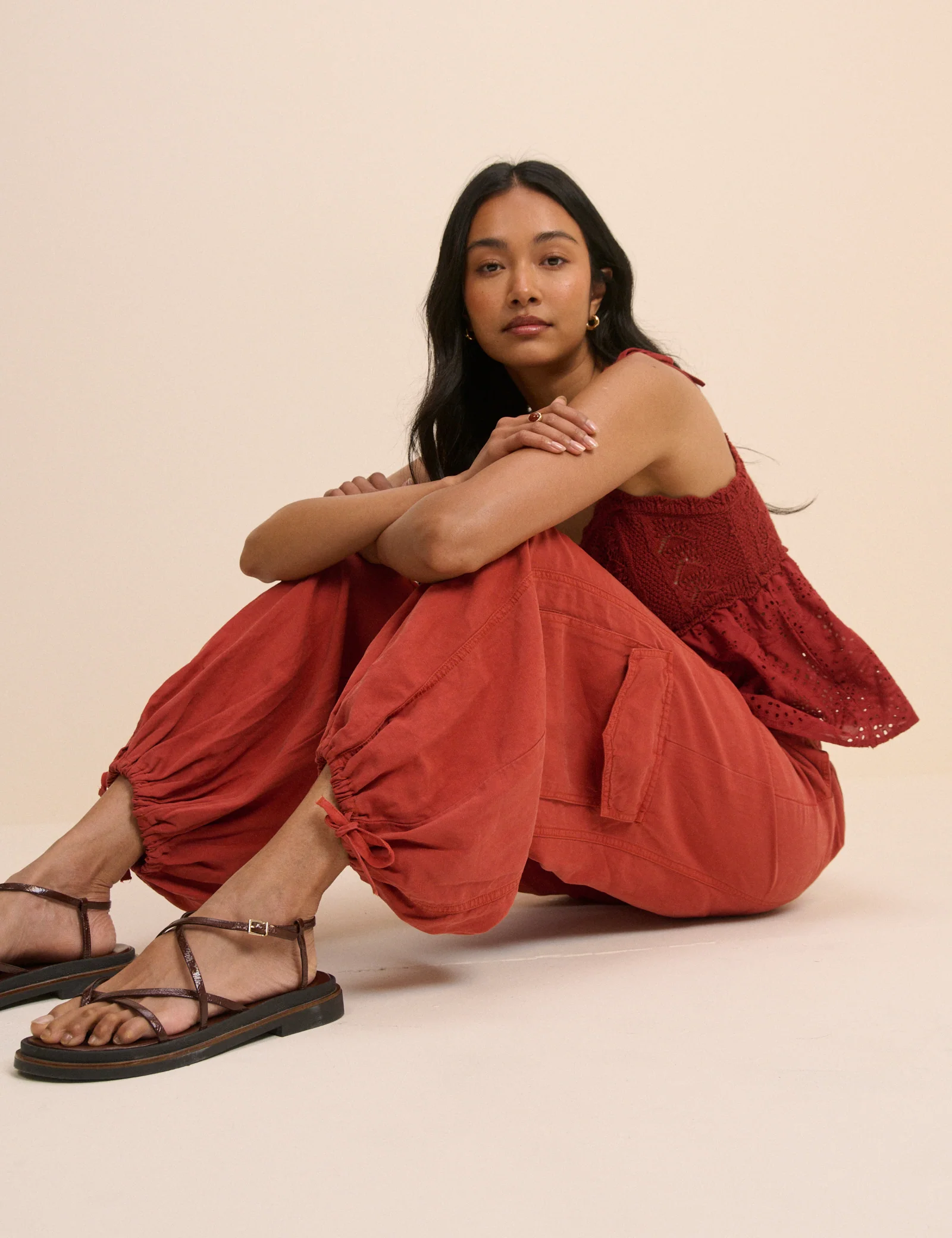 Red Utility Balloon Trousers - Image 5