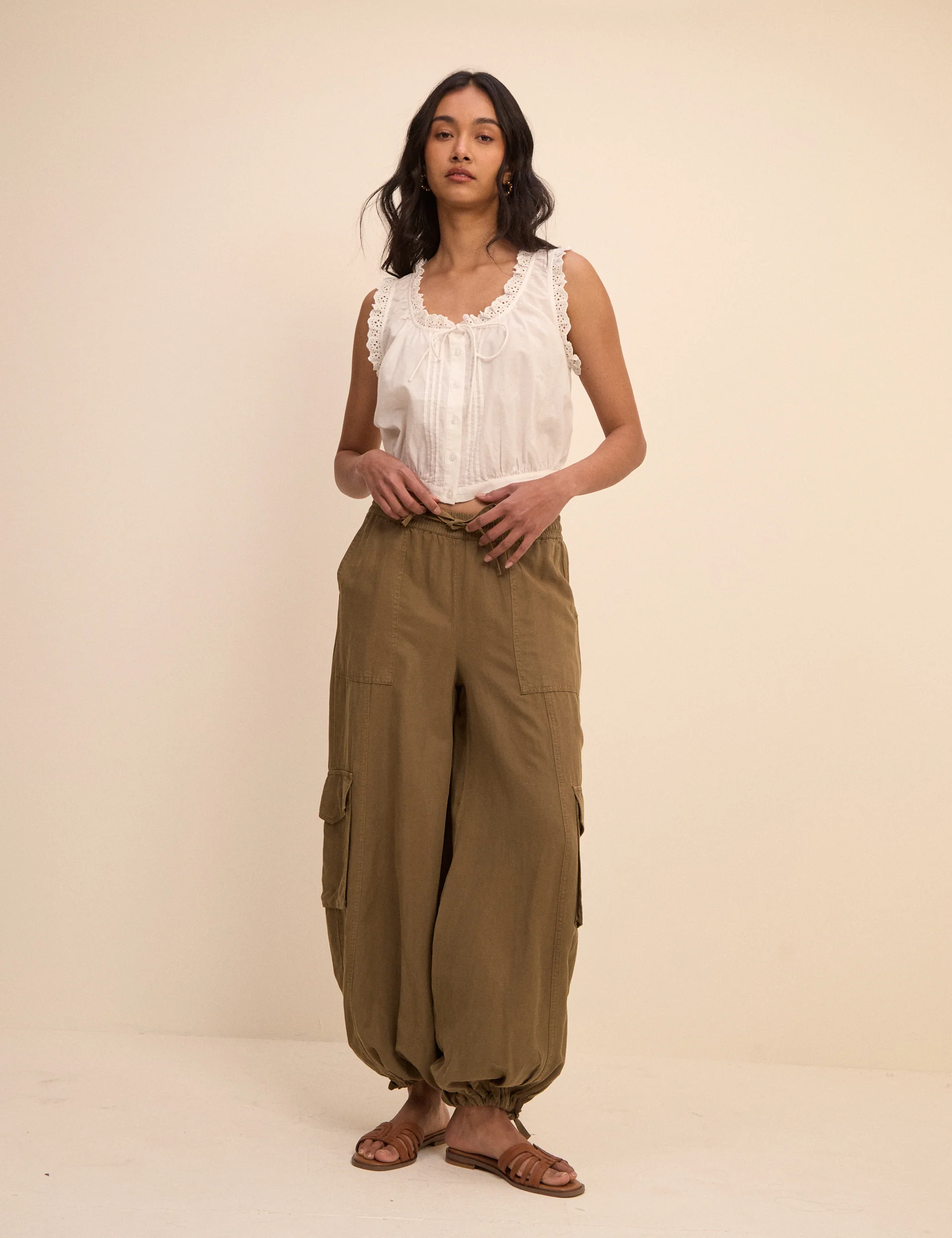 Khaki Utility Balloon Trousers
