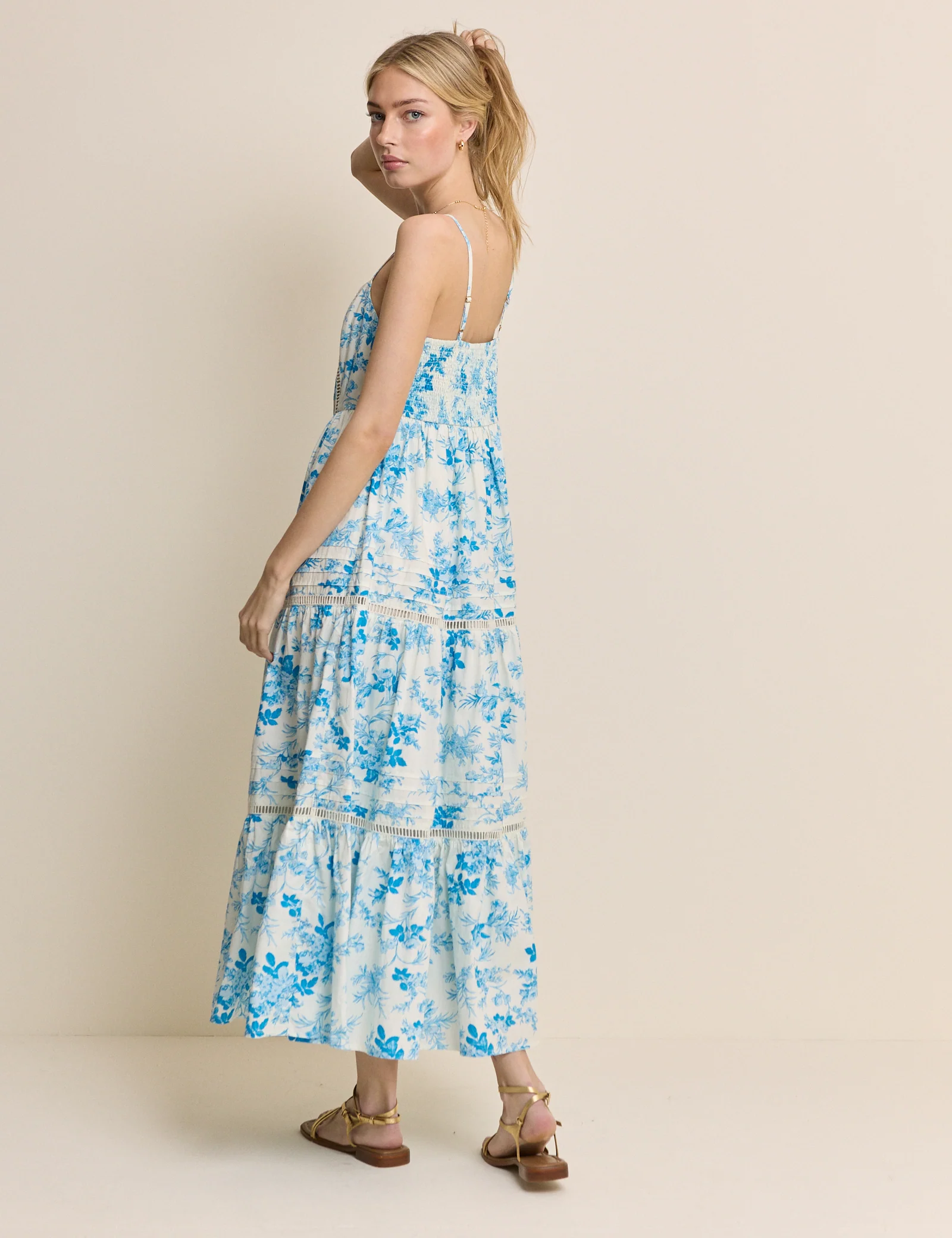 Blue Floral Tiered Hayden Midi Dress - Image 5