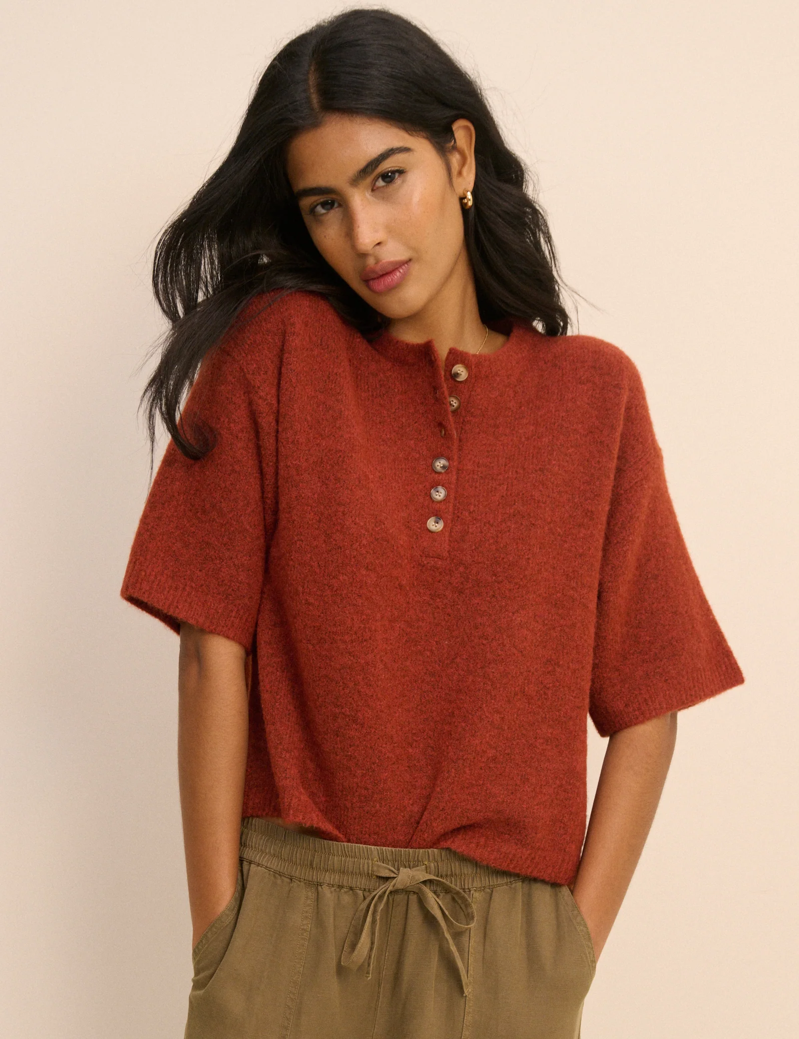Red Knitted Button Down Top - Image 3