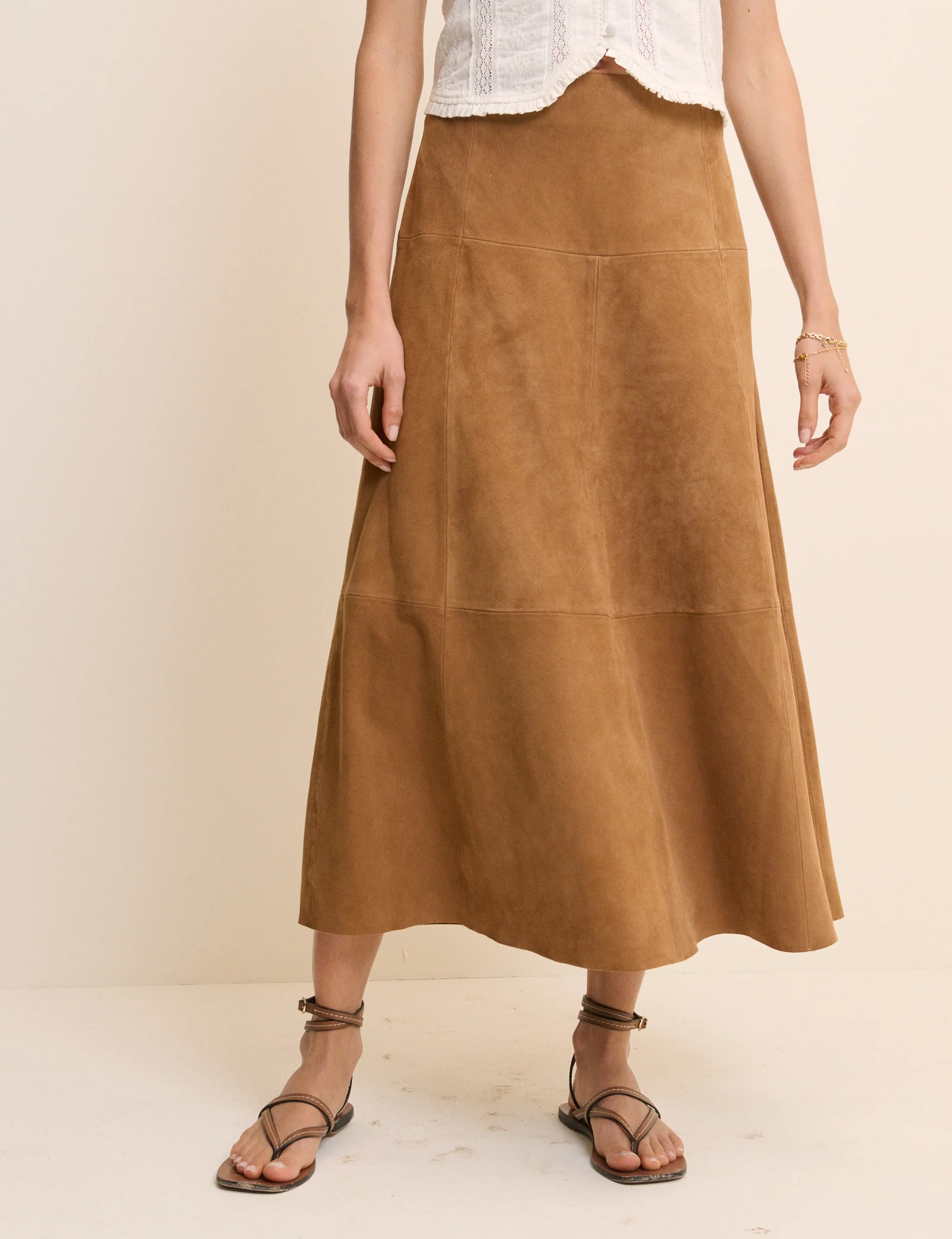 Brown Suede Midi Skirt - Image 2