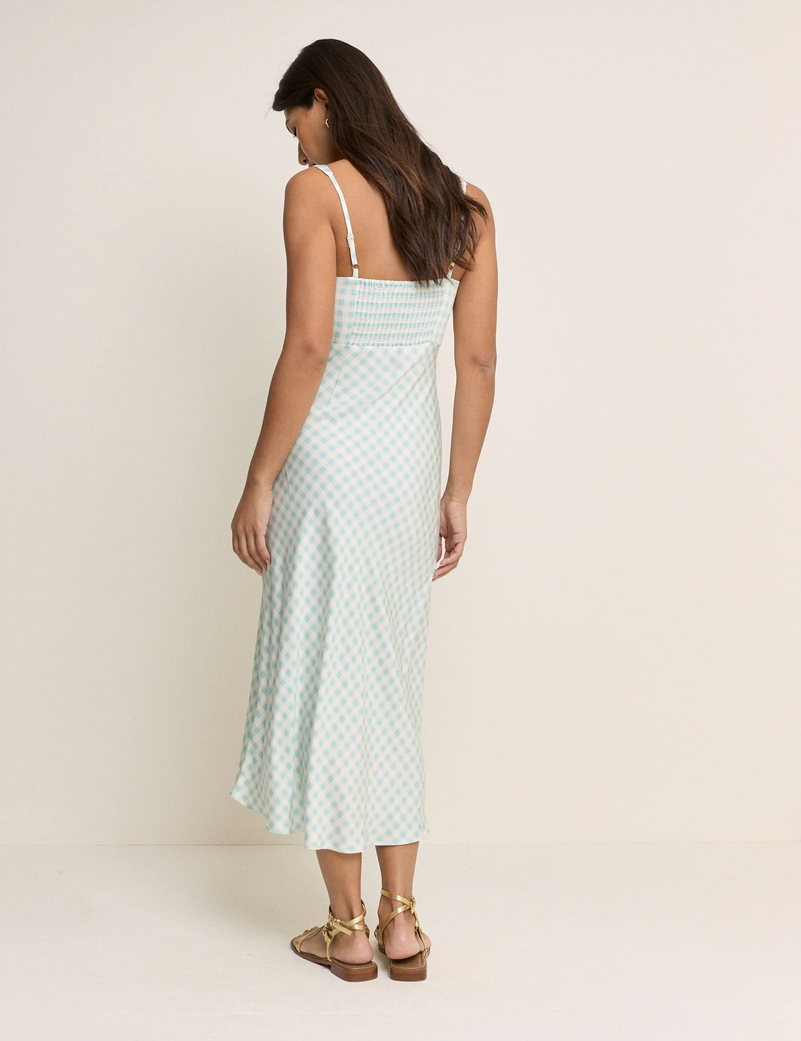Blue Gingham Hettie Midi Dress - Image 4