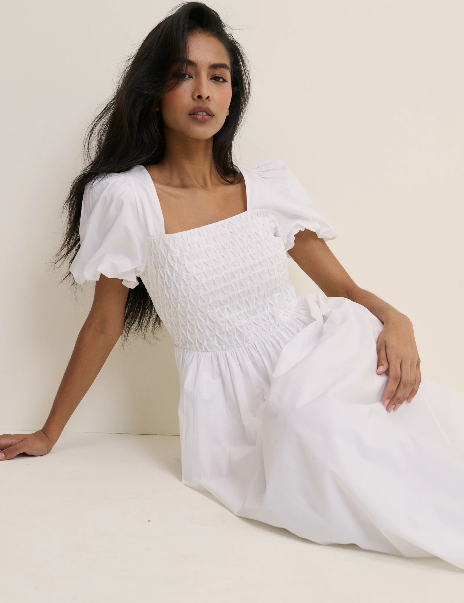 White Puff Sleeve Ida Midi Dress - Image 4