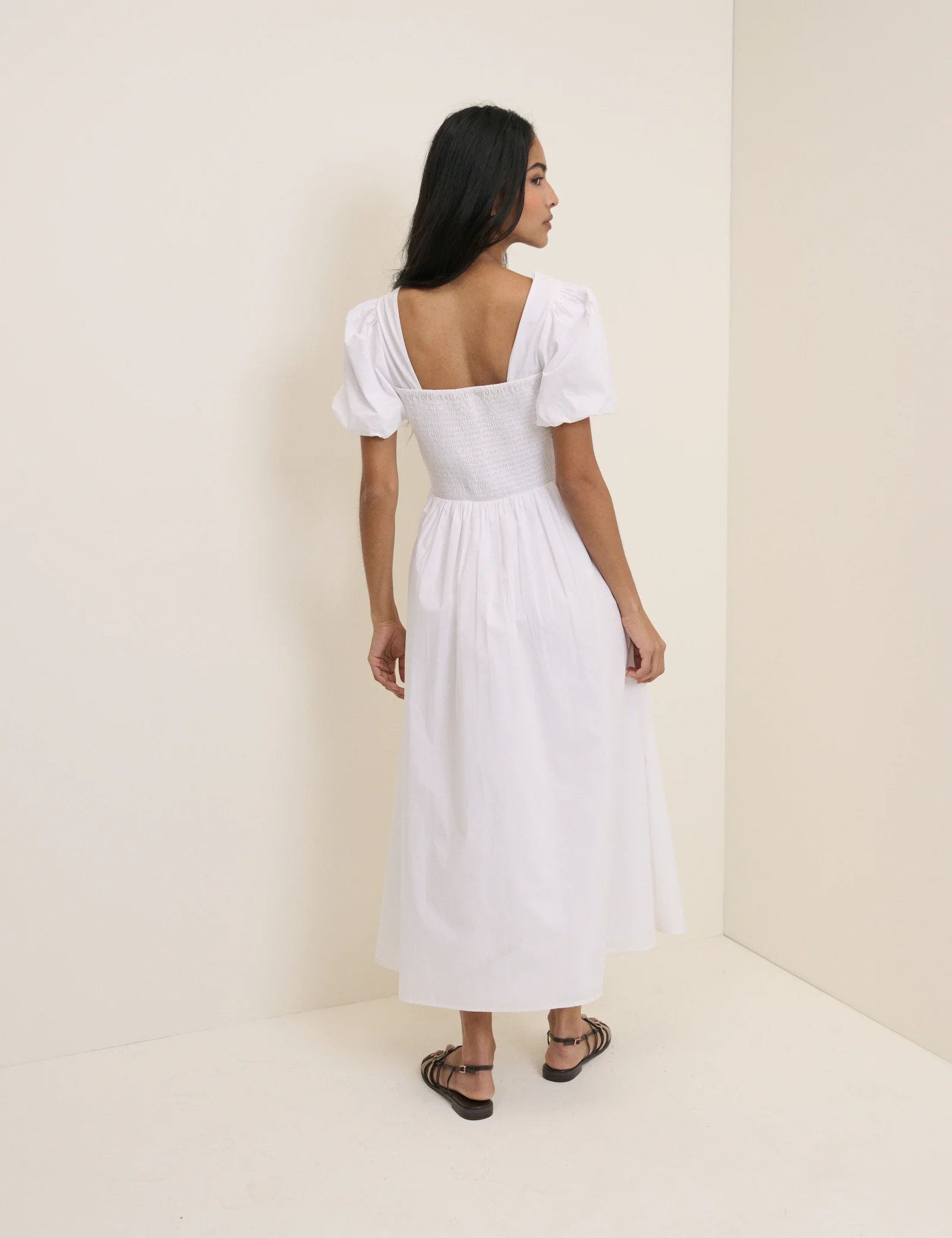 White Puff Sleeve Ida Midi Dress - Image 5