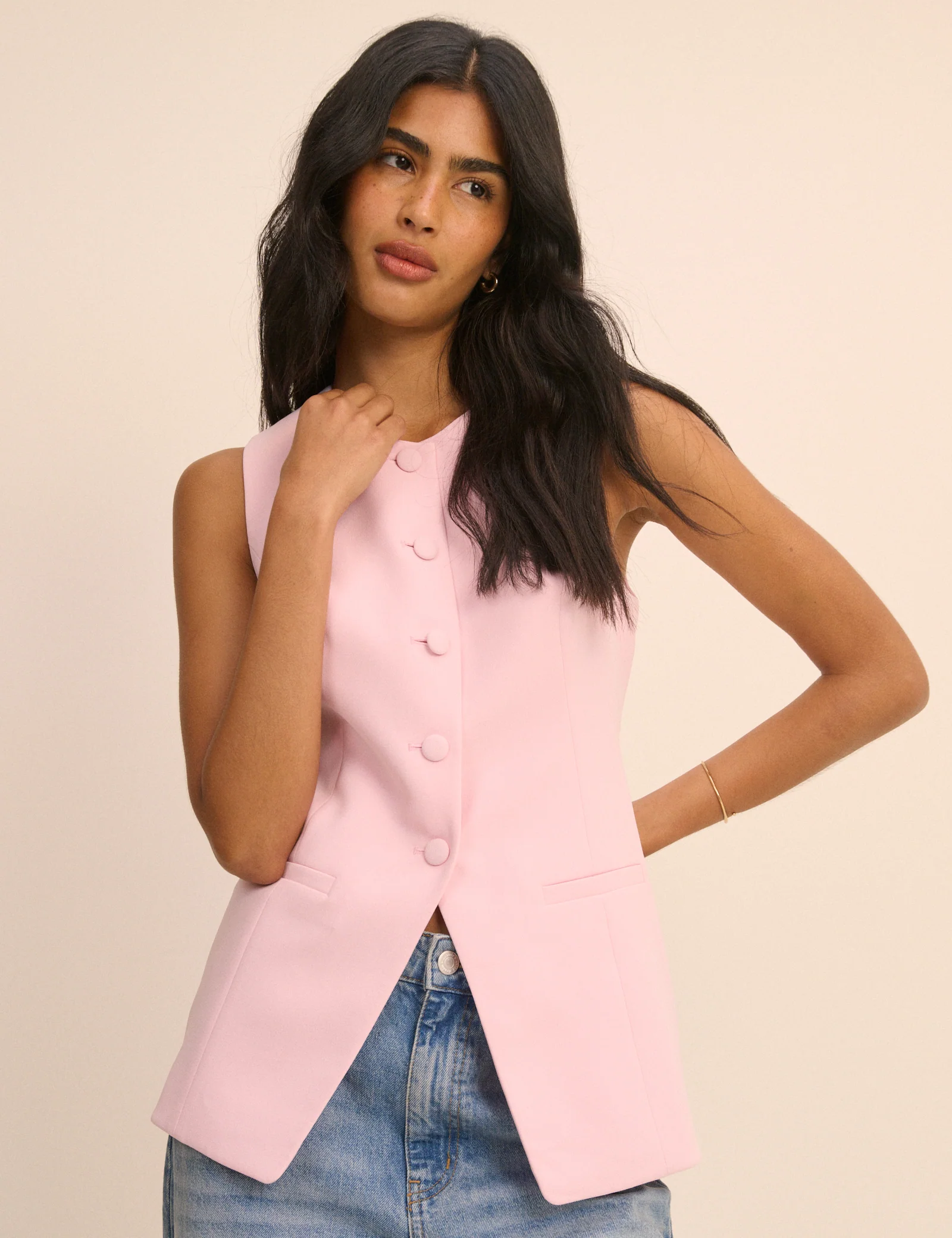 Pink Immy longline Waistcoat