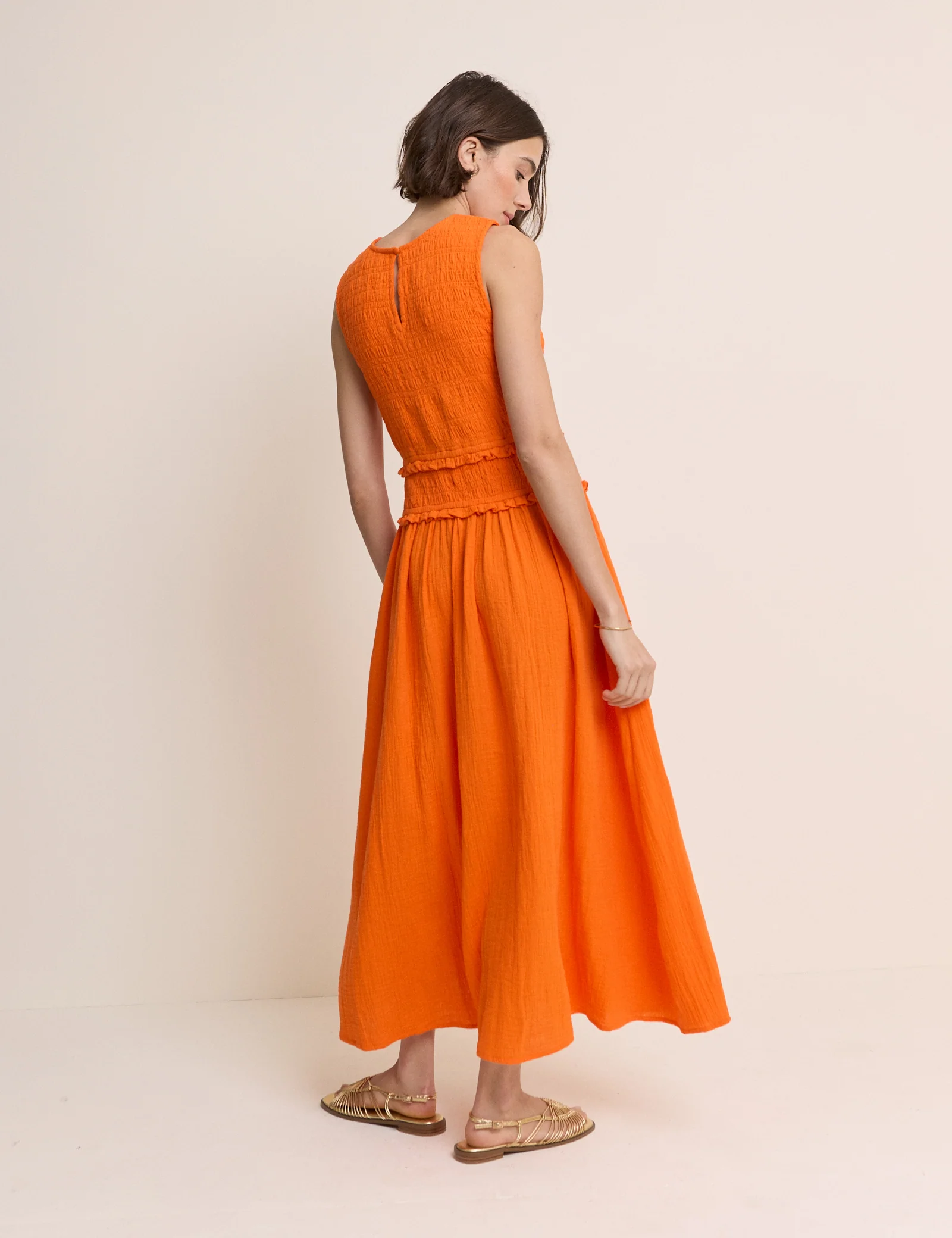 Orange Tiered Ingrid Midi Dress - Image 5