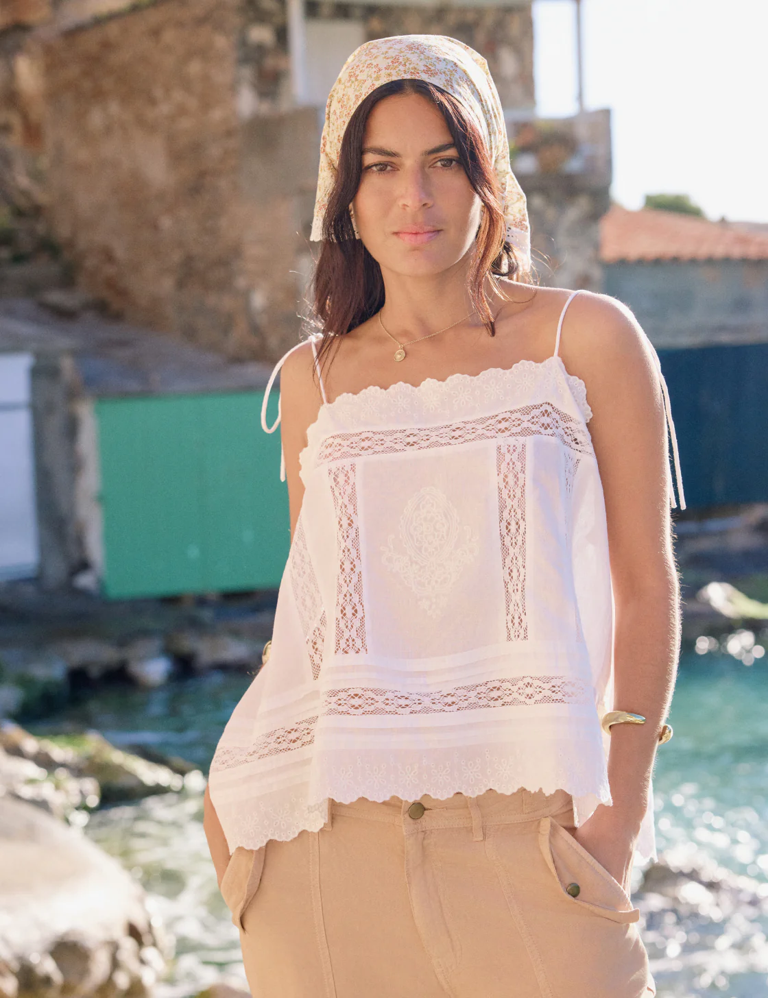 White Broderie Anglaise Open Back Top