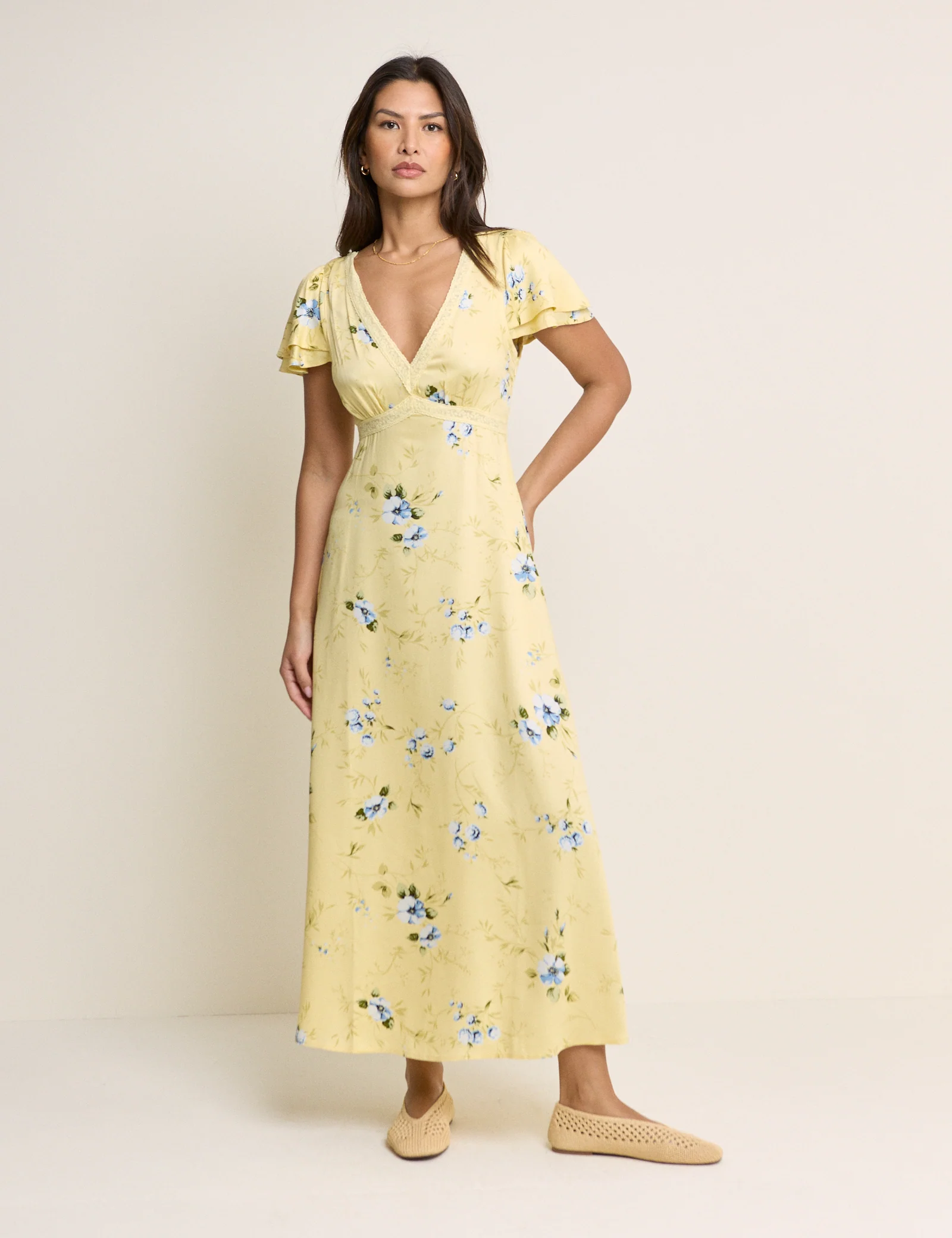 Yellow Floral Iris Midi Dress - Image 2