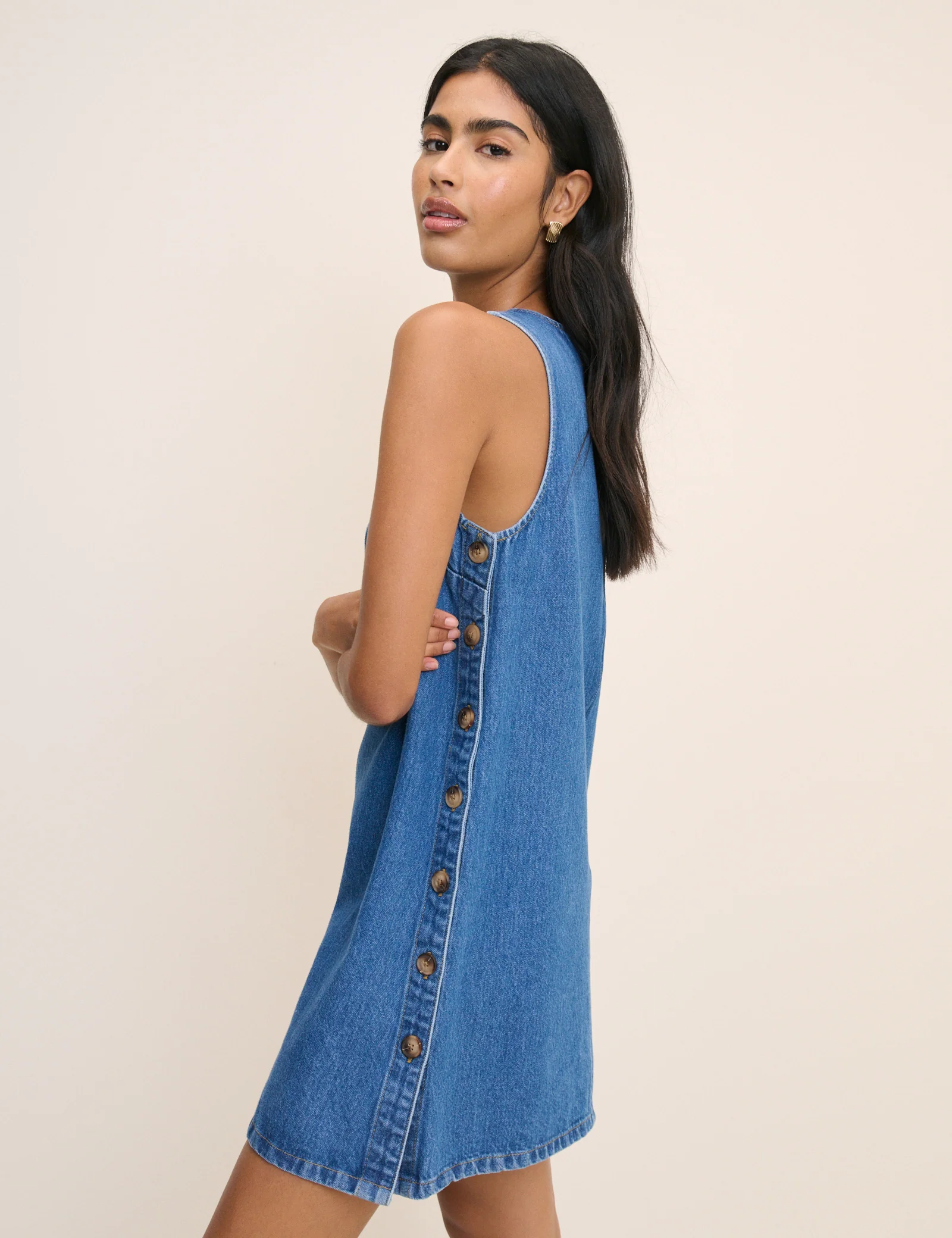 Izzie Pinny Denim Mini Dress - Image 3