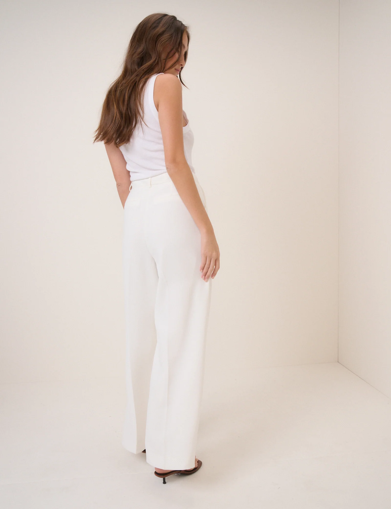 White Wide Leg Jax Crepe Trousers - Image 3
