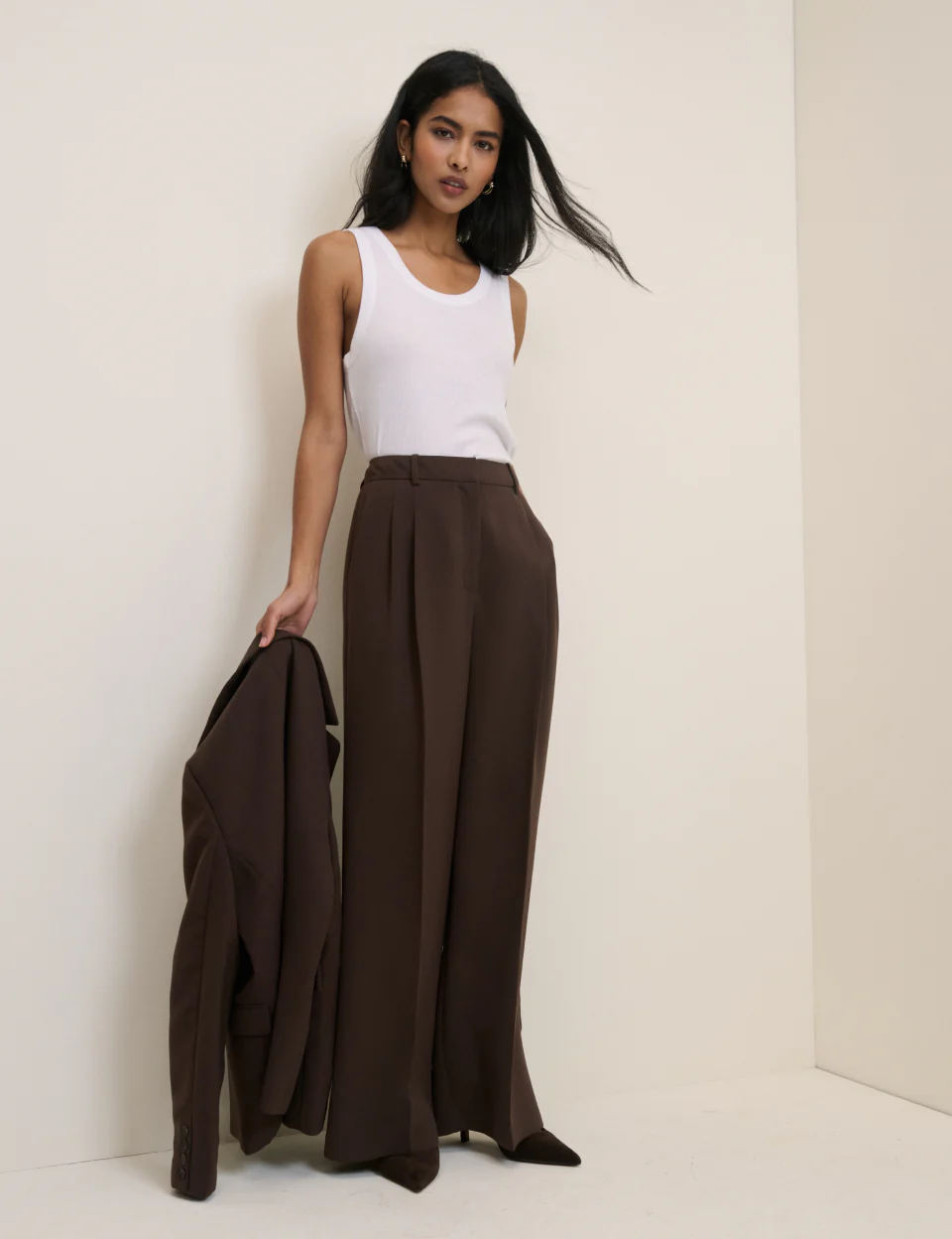 Brown Wide Leg Jax Crepe Trousers - Image 3