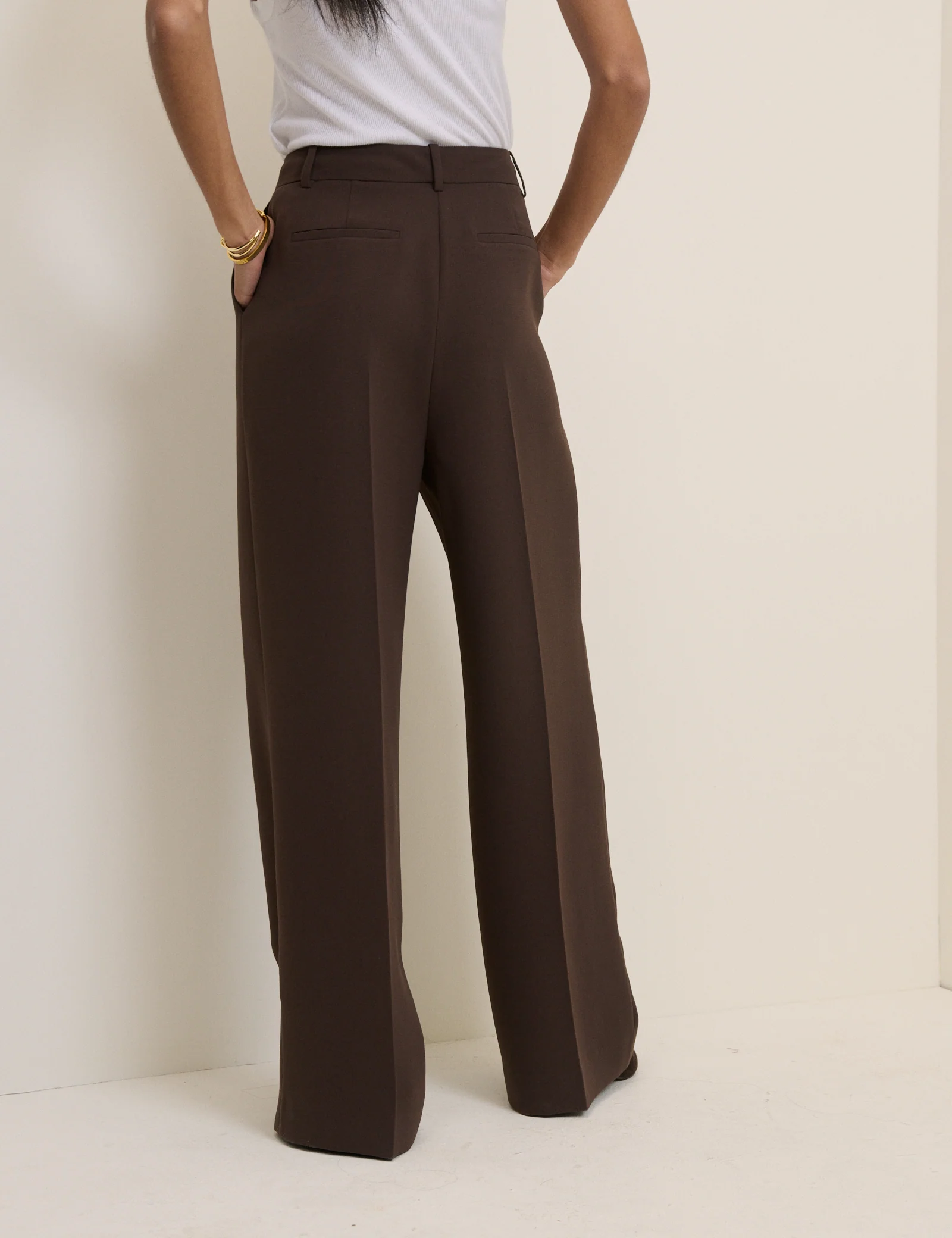 Brown Wide Leg Jax Crepe Trousers - Image 4
