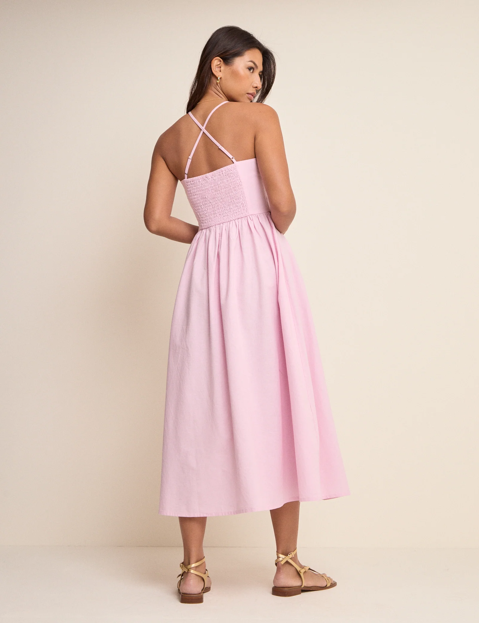 Pink Scallop Trim Jenna Midi Dress - Image 5