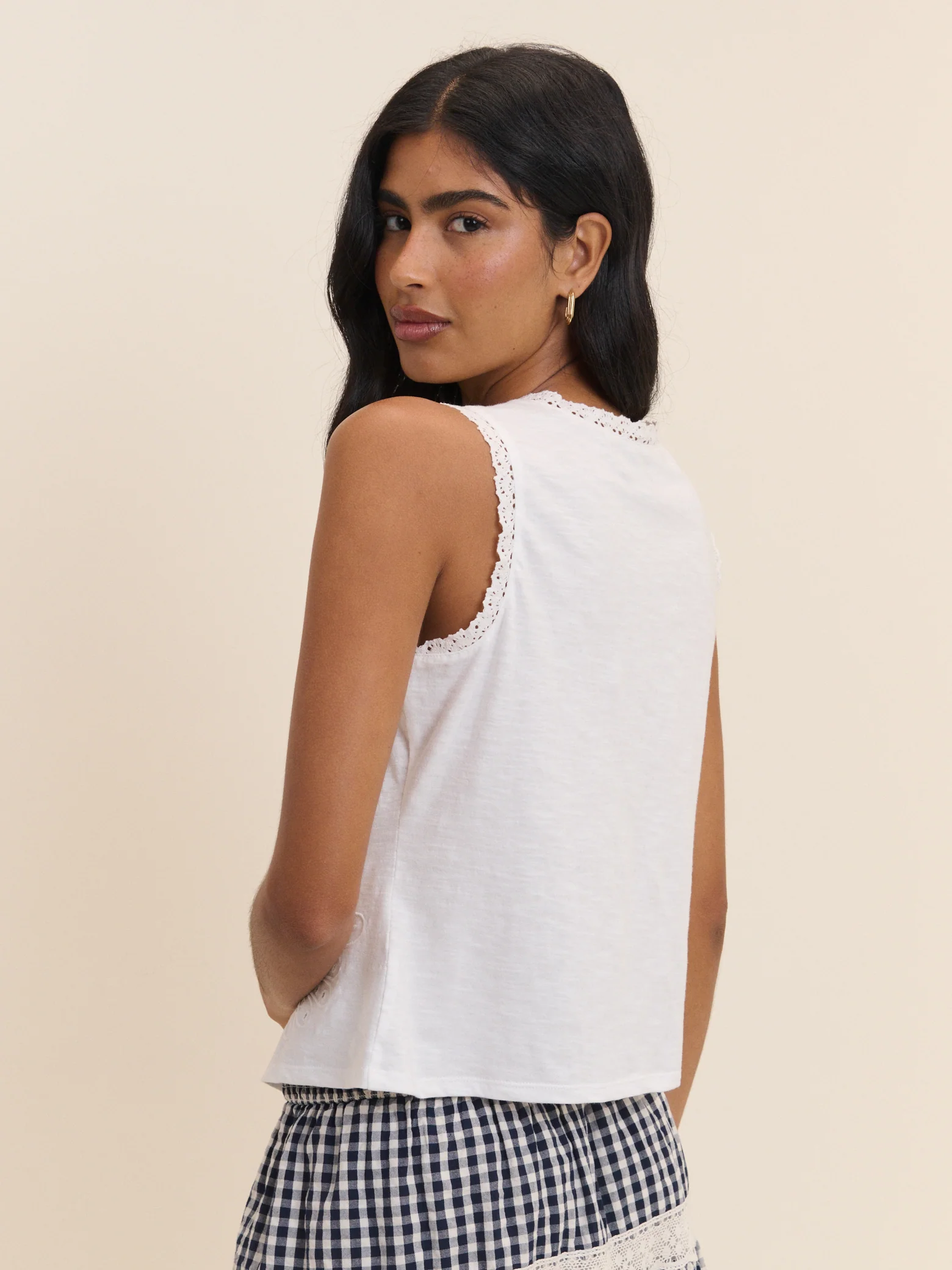 White Embroidered Tie Front Top - Image 4