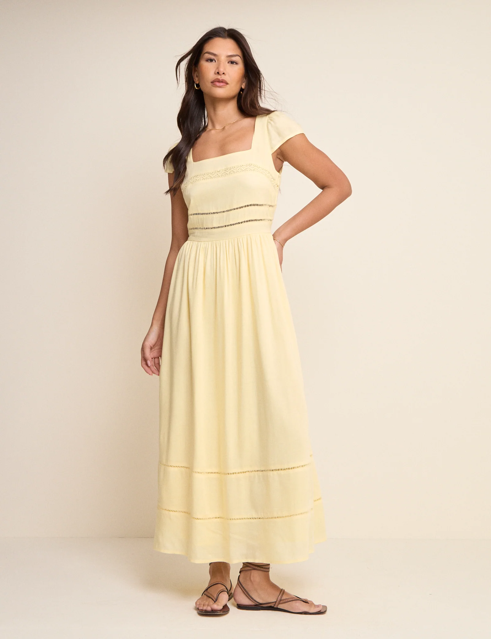 Butter Yellow Square Neck Jessy Maxi Dress - Image 2