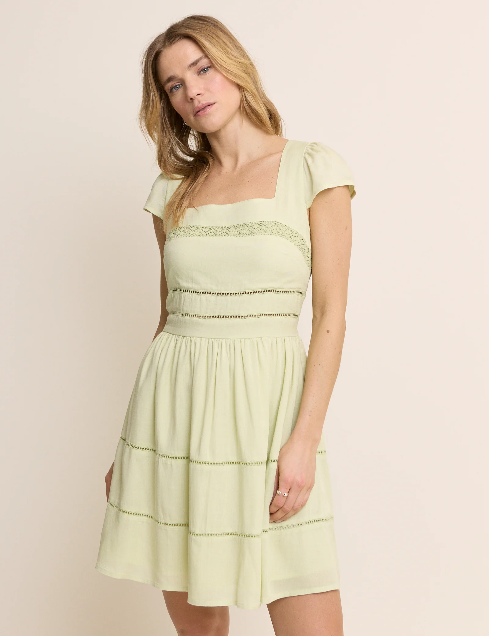 Green Square Neck Jessy Mini Dress