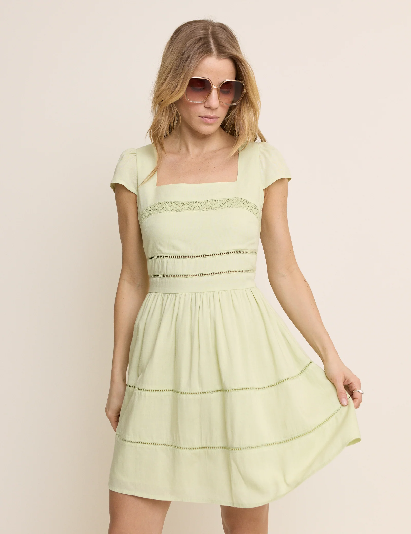 Green Square Neck Jessy Mini Dress - Image 4