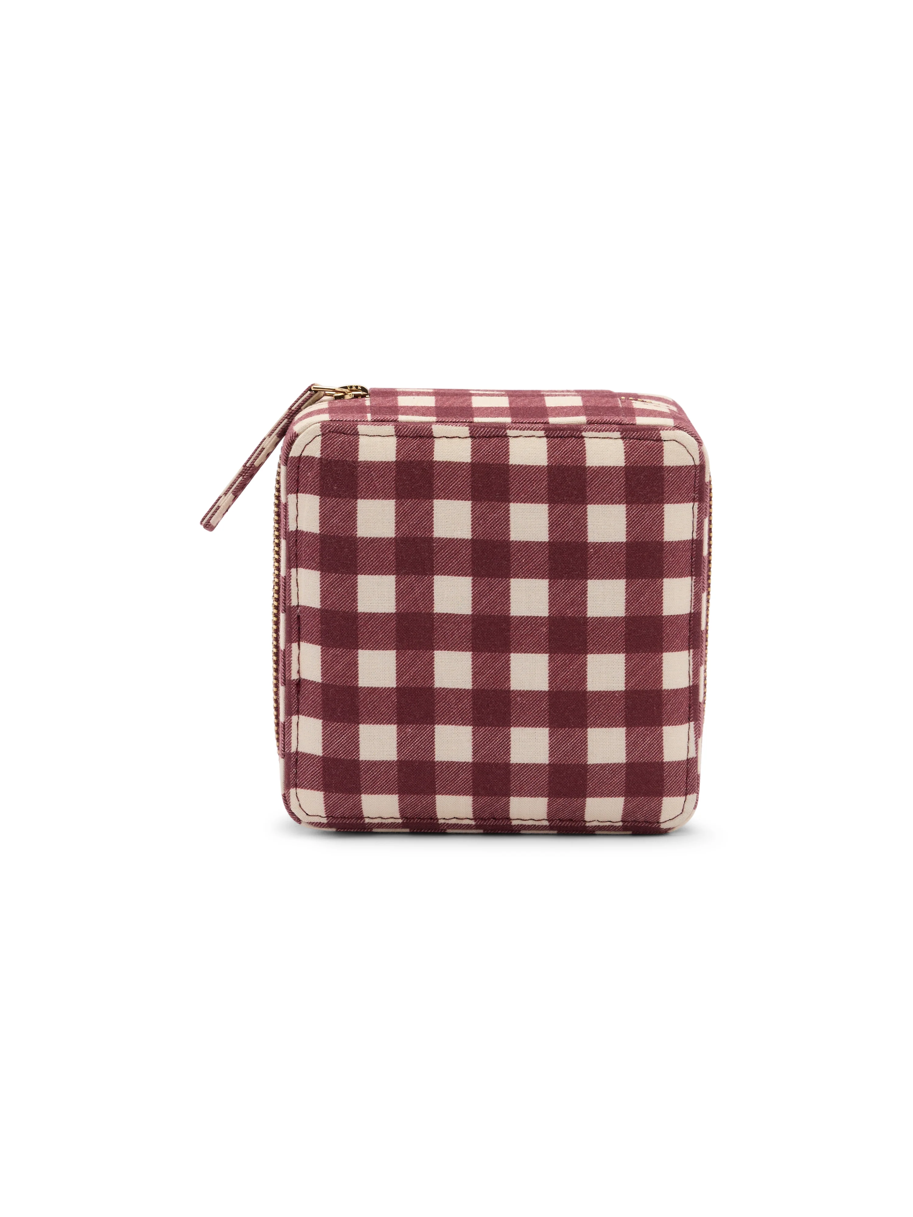 Burgundy Gingham Jewellery Case - Image 4