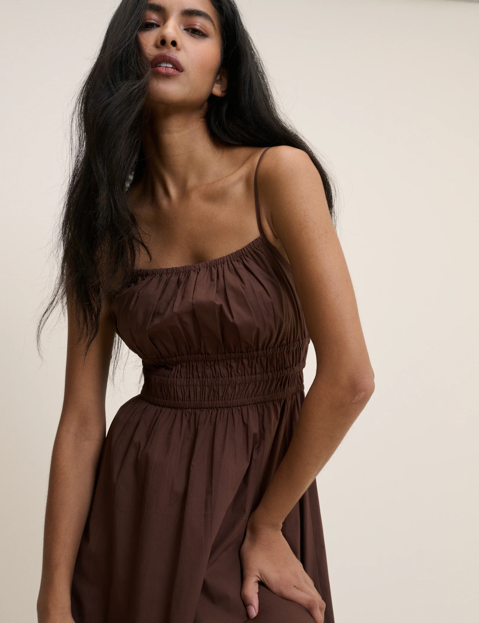 Brown Shirred Jocelyn Maxi Dress - Image 2