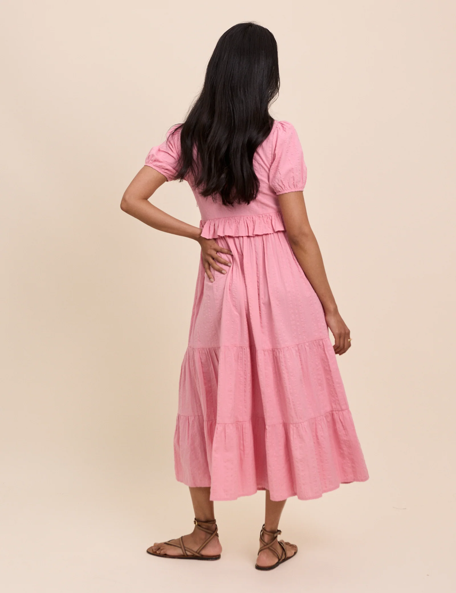 Light Pink Tiered Katie Midi Dress - Image 5