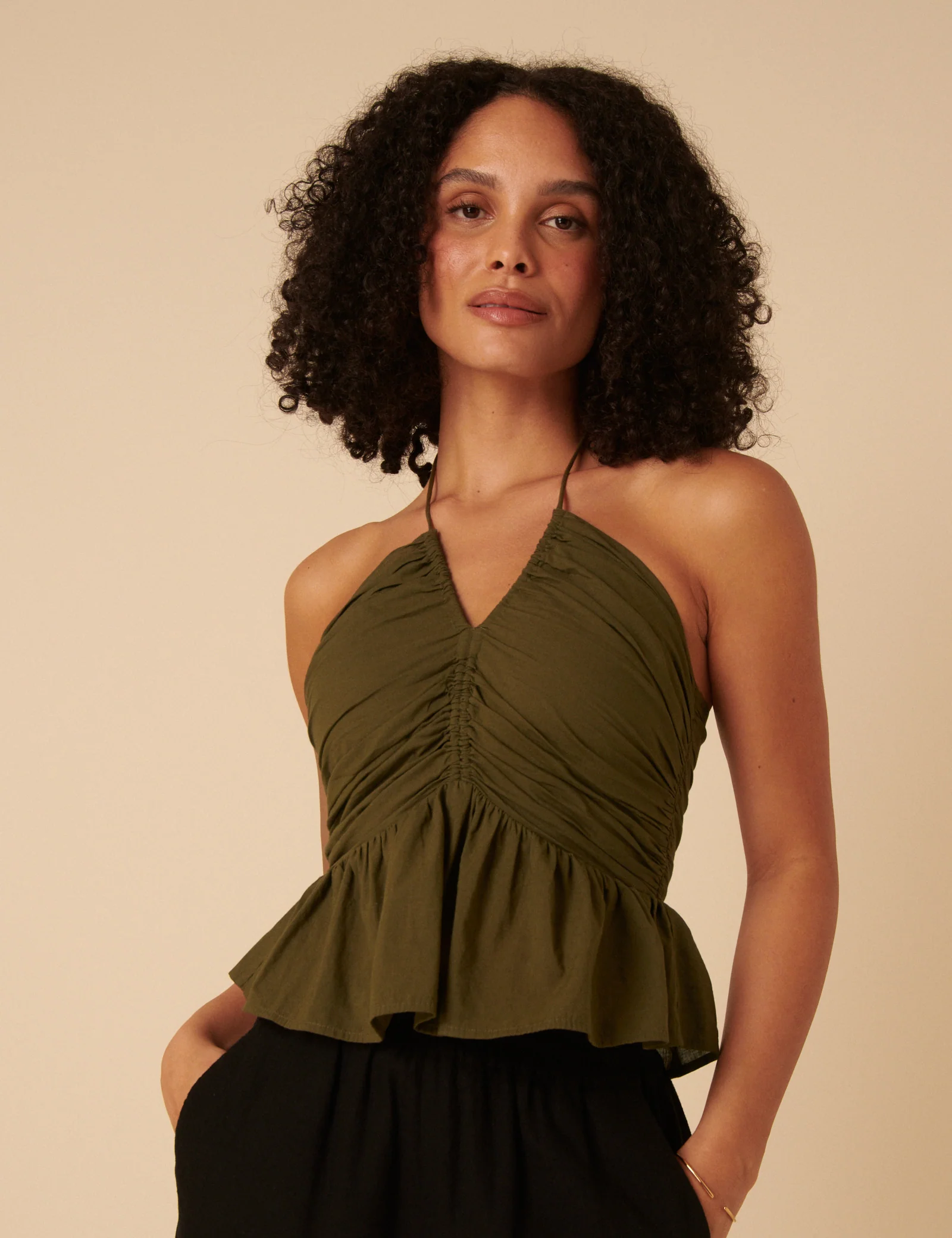Khaki Halterneck Top - Image 2