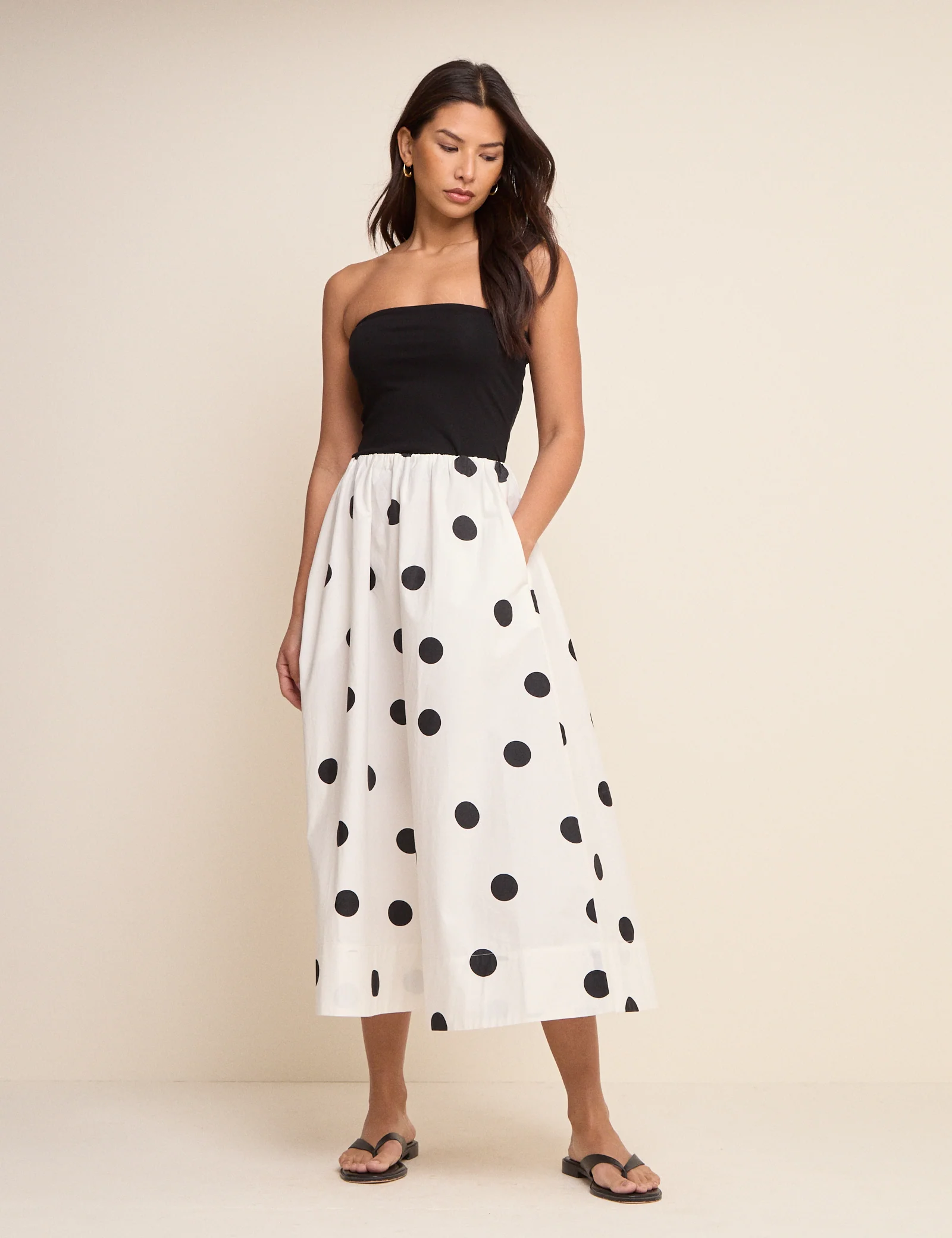 Ivory Polka Dot Midi Skirt - Image 3