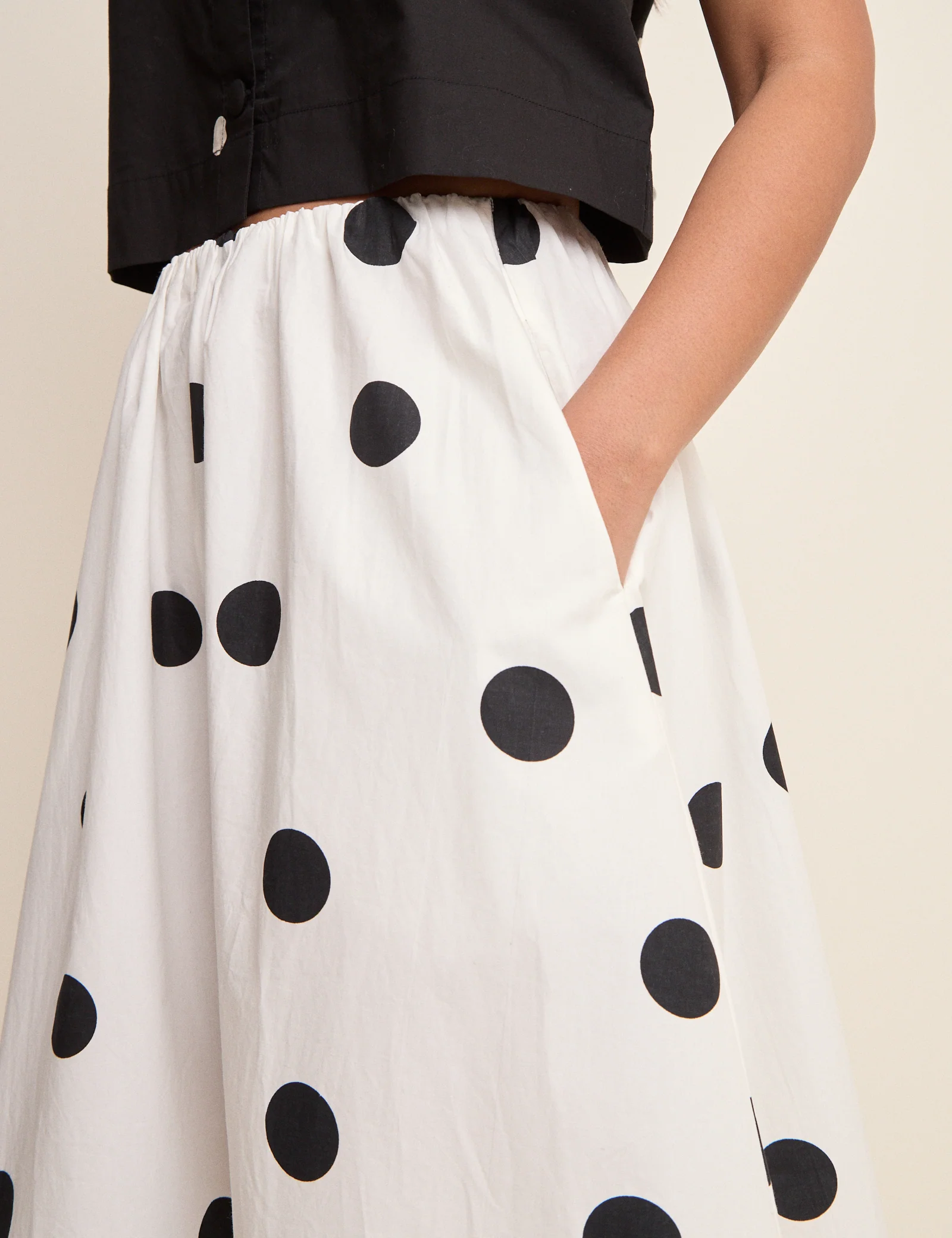 Ivory Polka Dot Midi Skirt - Image 4