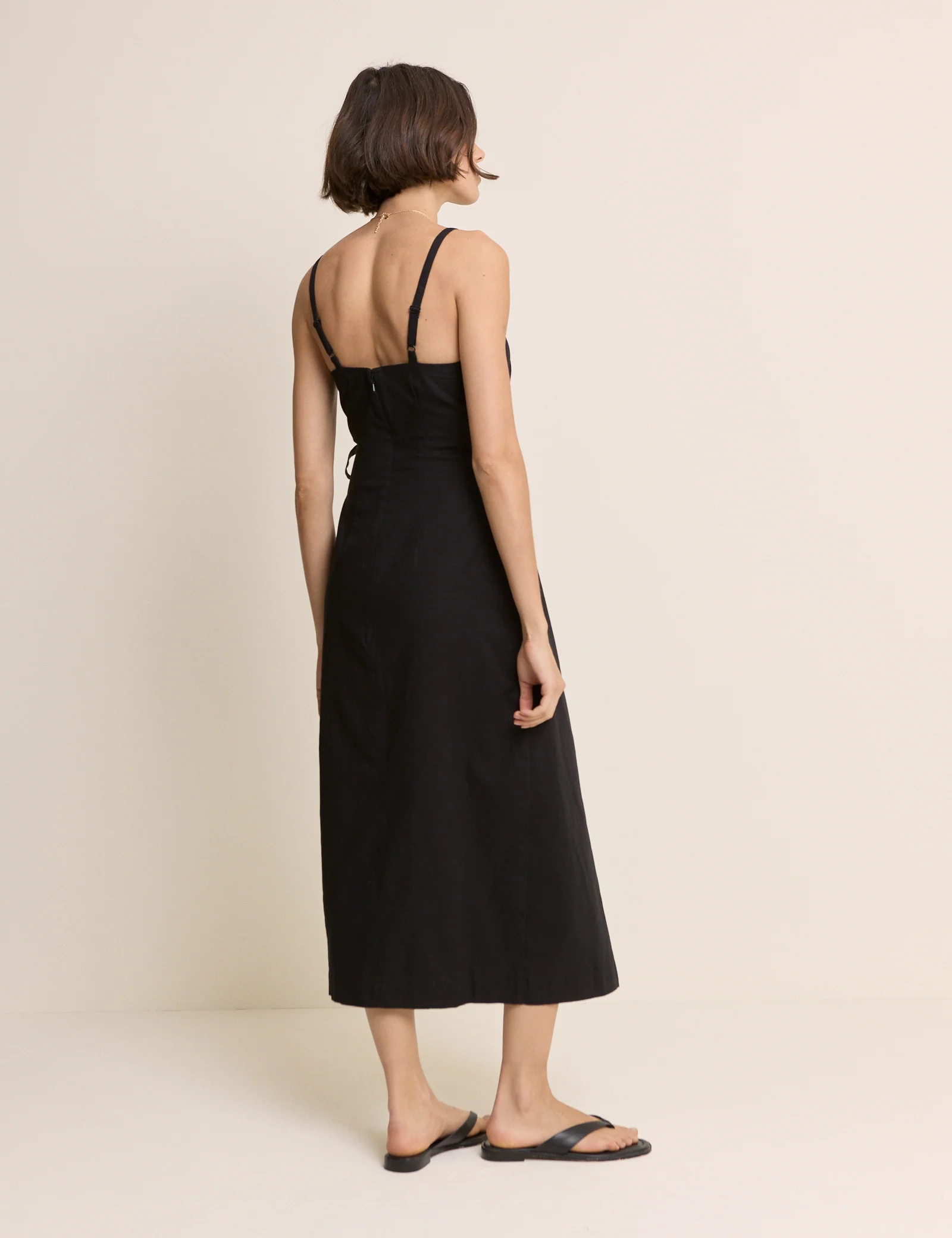 Black Square Neck Wrap Kourtney Midi Dress - Image 5