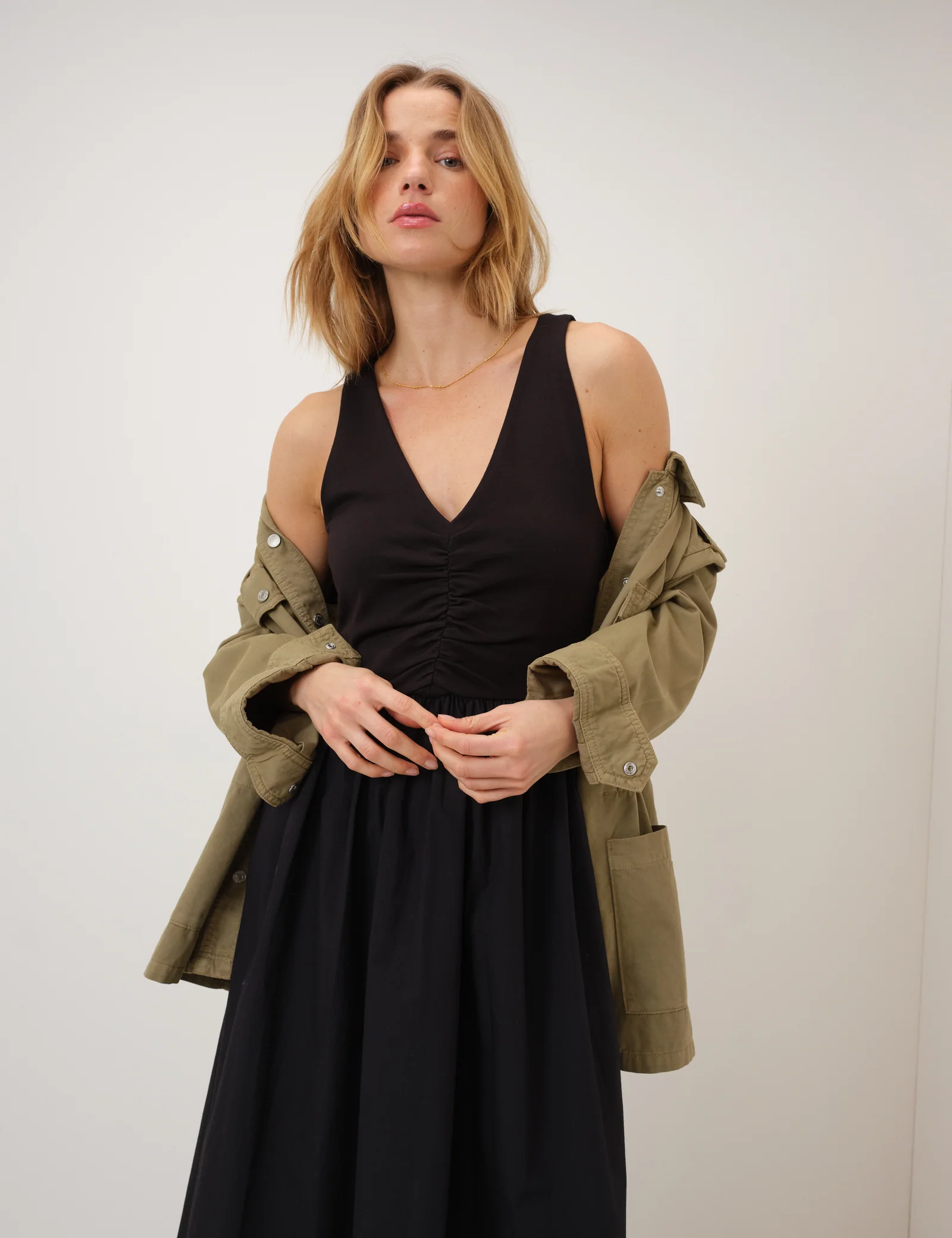 Black V-Neck Kyra Midi Dress - Image 2
