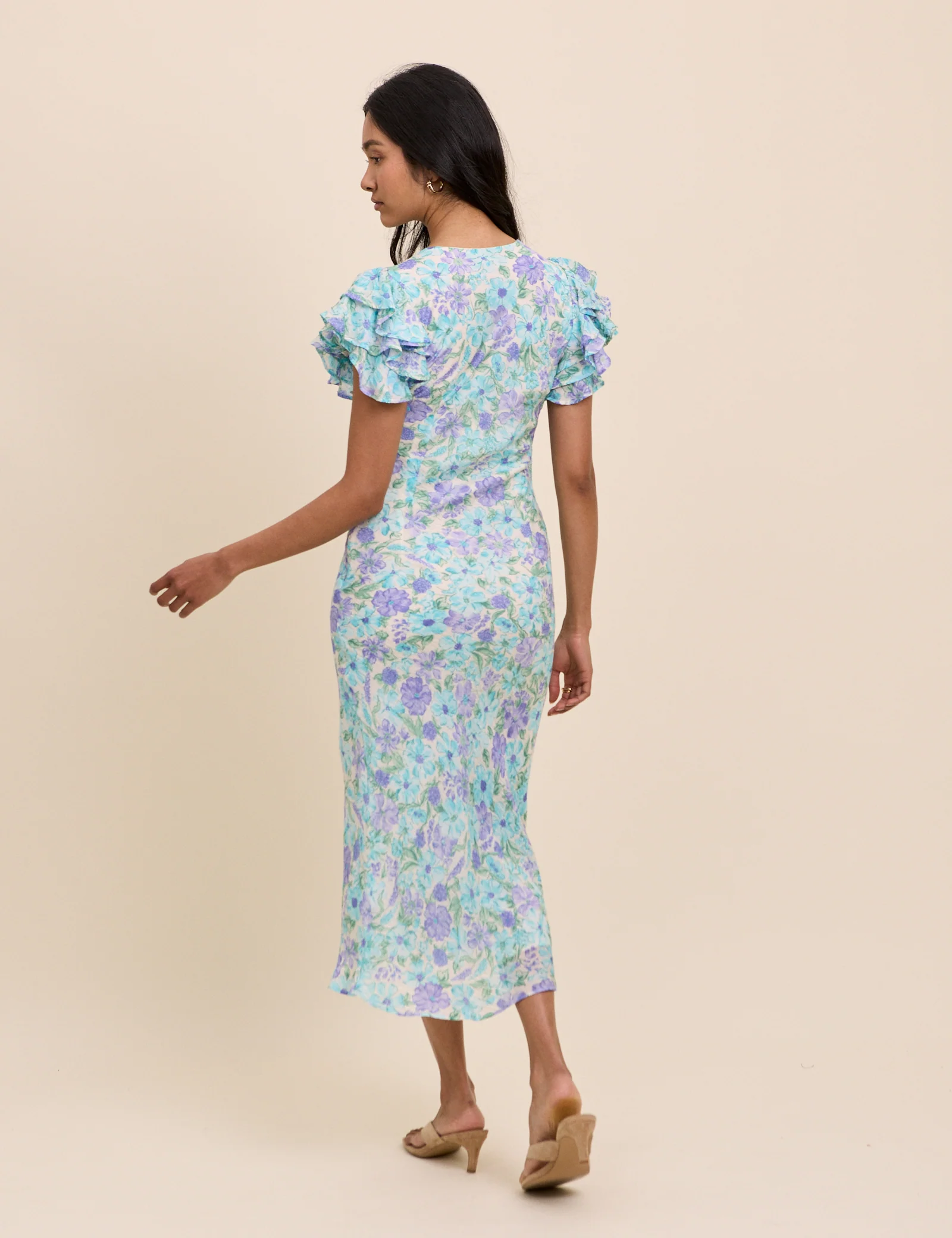 Blue Floral Layla Midi Dress - Image 5
