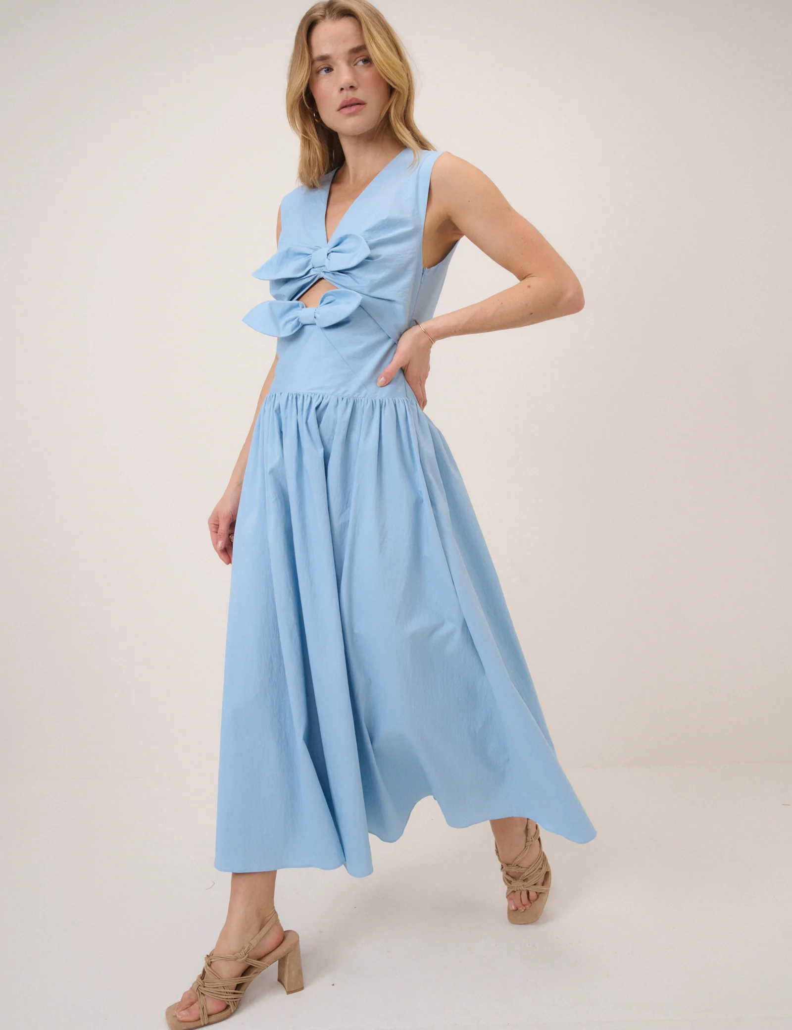 Light Blue Drop Waist Lefka Maxi Dress - Image 3