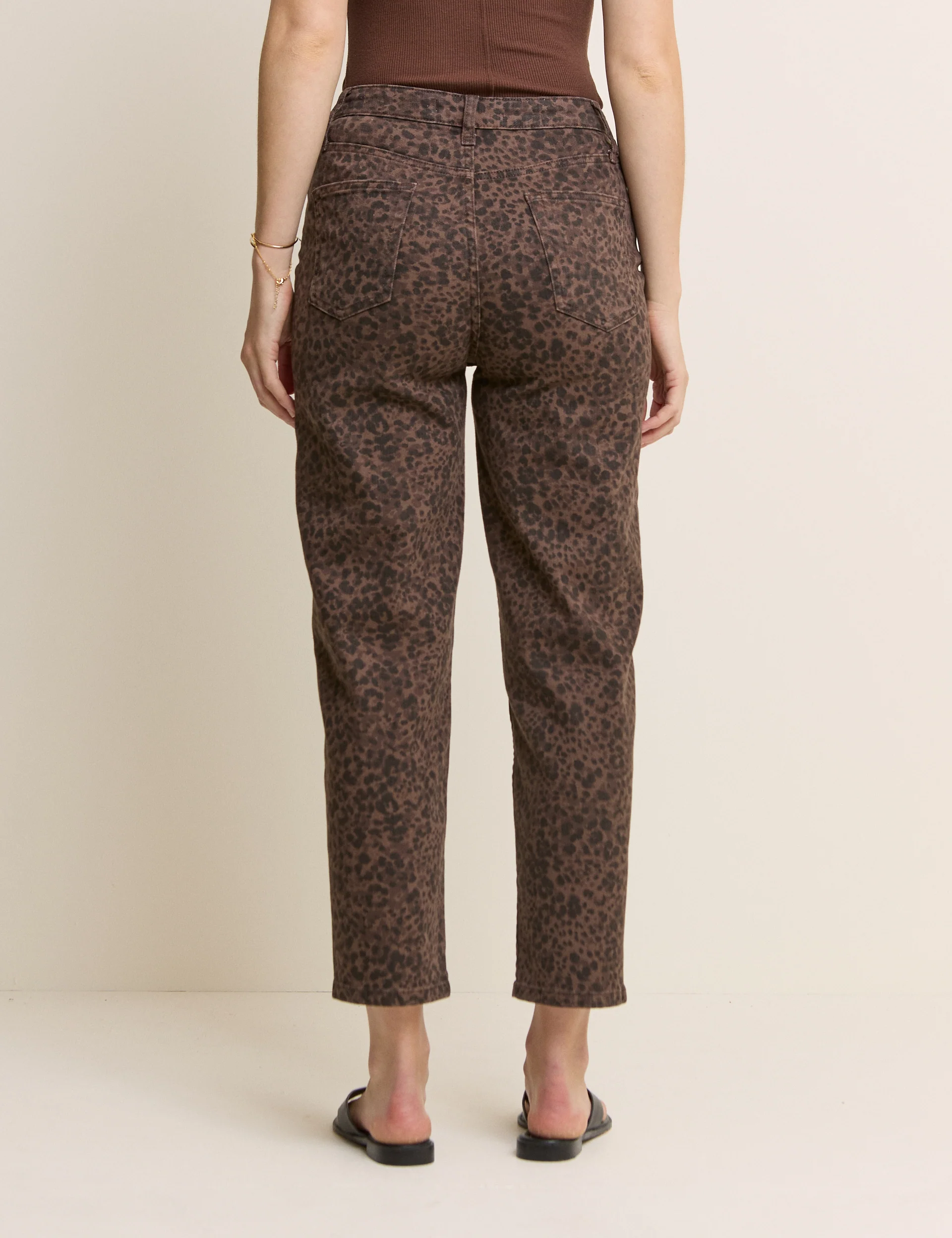 Leopard Print Mid Rise Camden Tapered Jeans - Image 4
