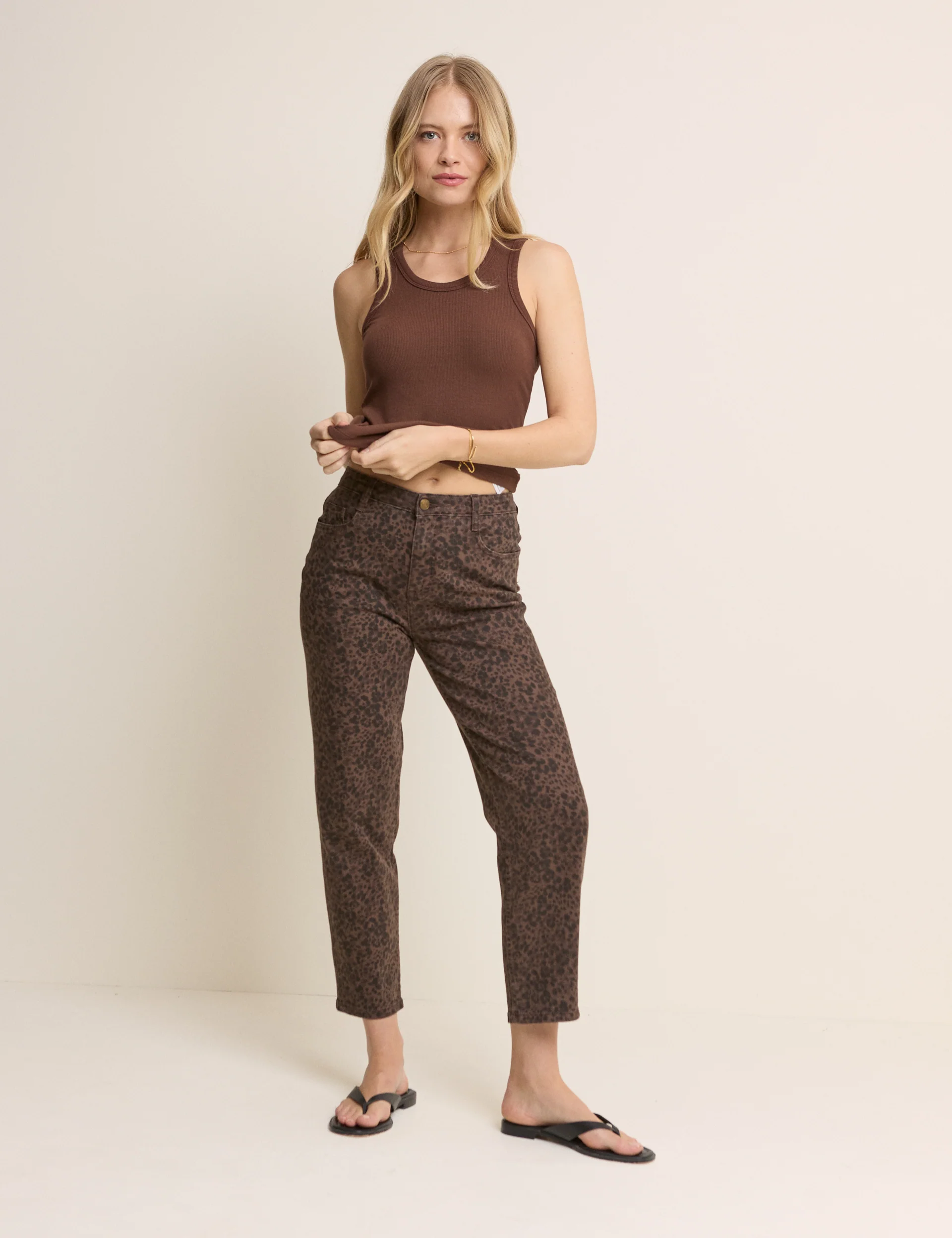 Leopard Print Mid Rise Camden Tapered Jeans - Image 5