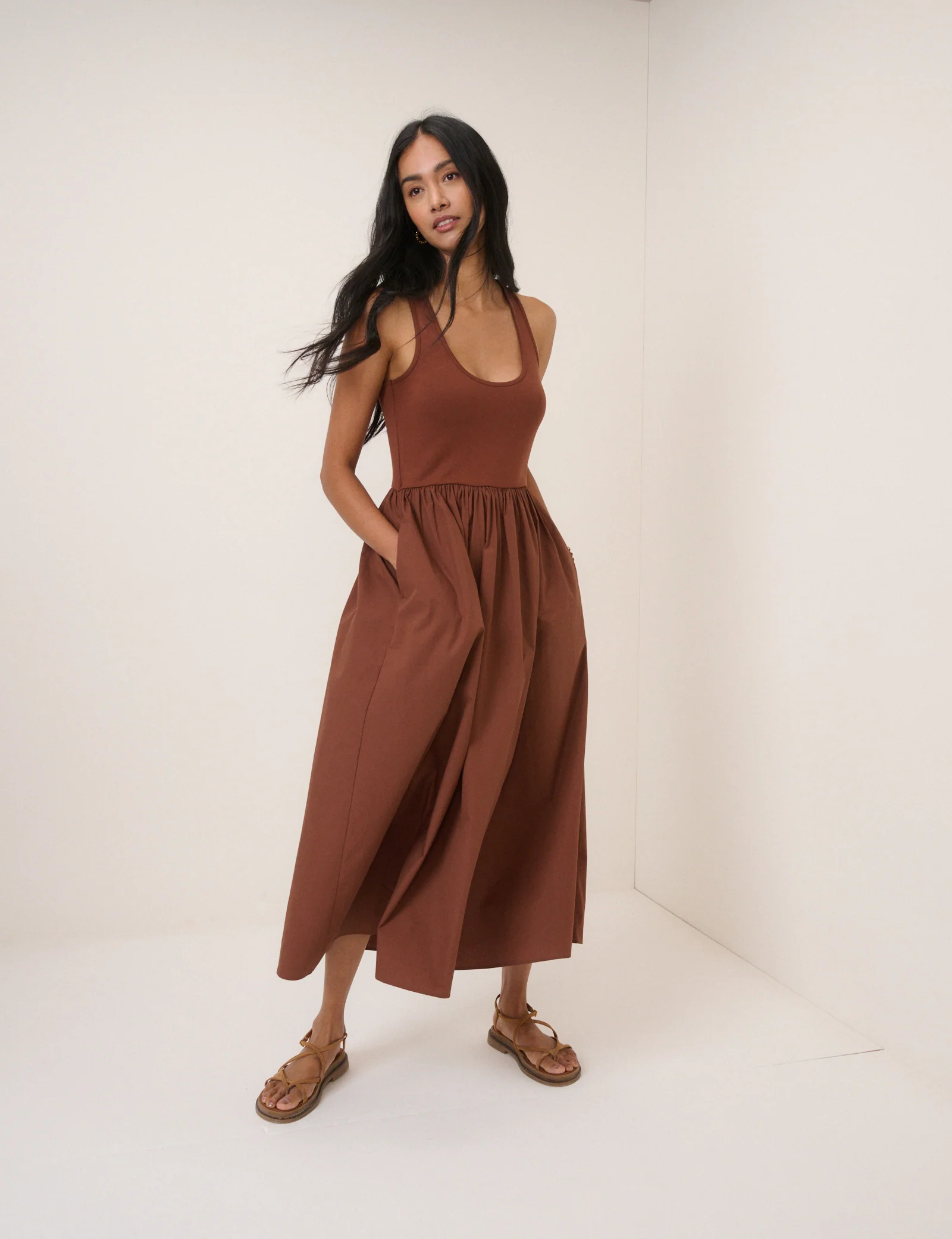 Brown Racer Back Lexie Midi Dress - Image 3